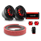 6.5" Loaded Flat Mount Speaker Pods with Amplifier, Installation Kit and RGB LED Lights, Package for Can-Am Spyder & Ryker
