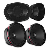 6x9” Motorcycle Audio Bundle – Shallow Water-Resistant Midrange Loudspeakers + Sealed ABS Baffles (Pair) | High Output, Easy Install