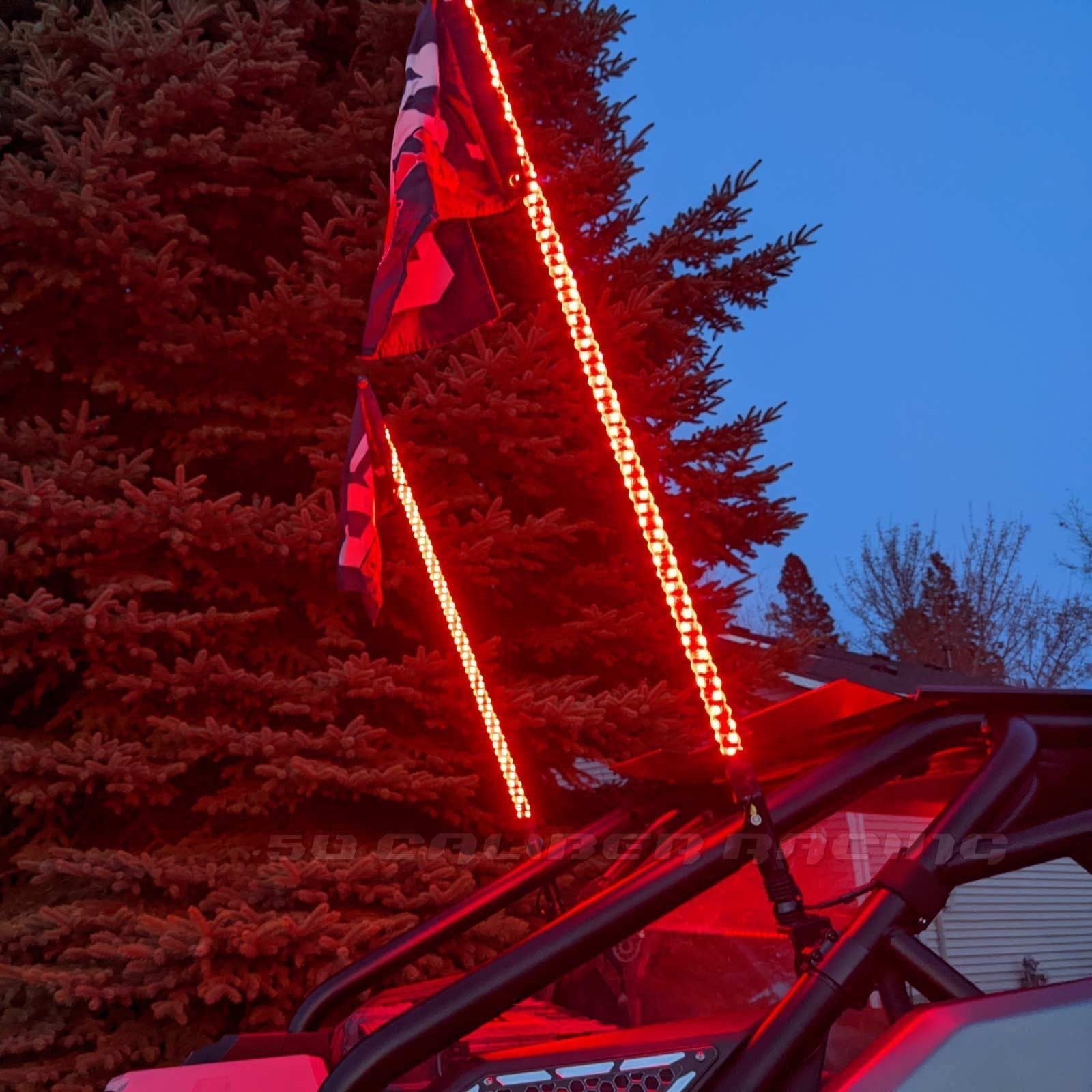 PAIR of 50 Cal Spiral LED Lighted Whips with Bluetooth App Control