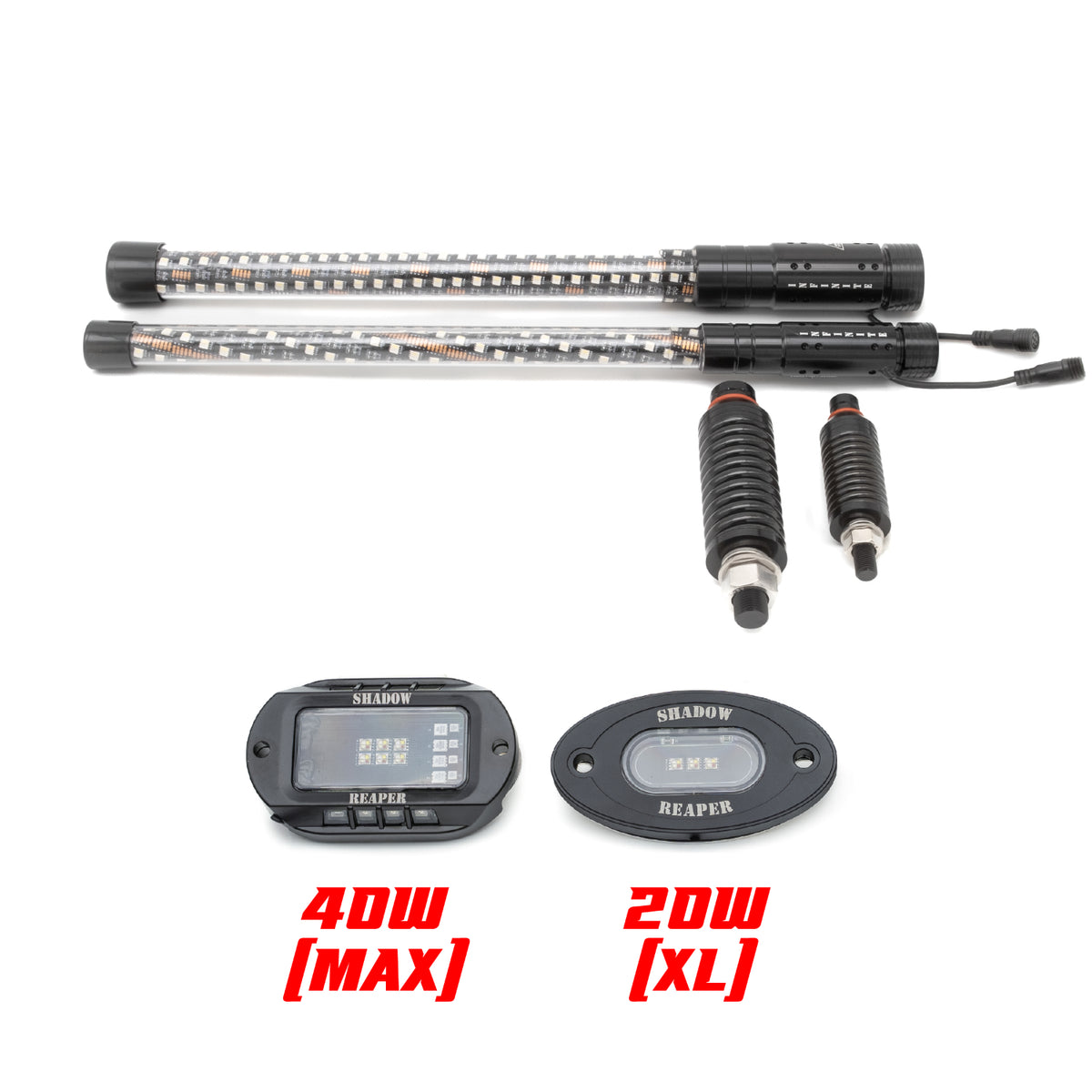(UTV) Bundle: RGB+W Rock Light + Whip