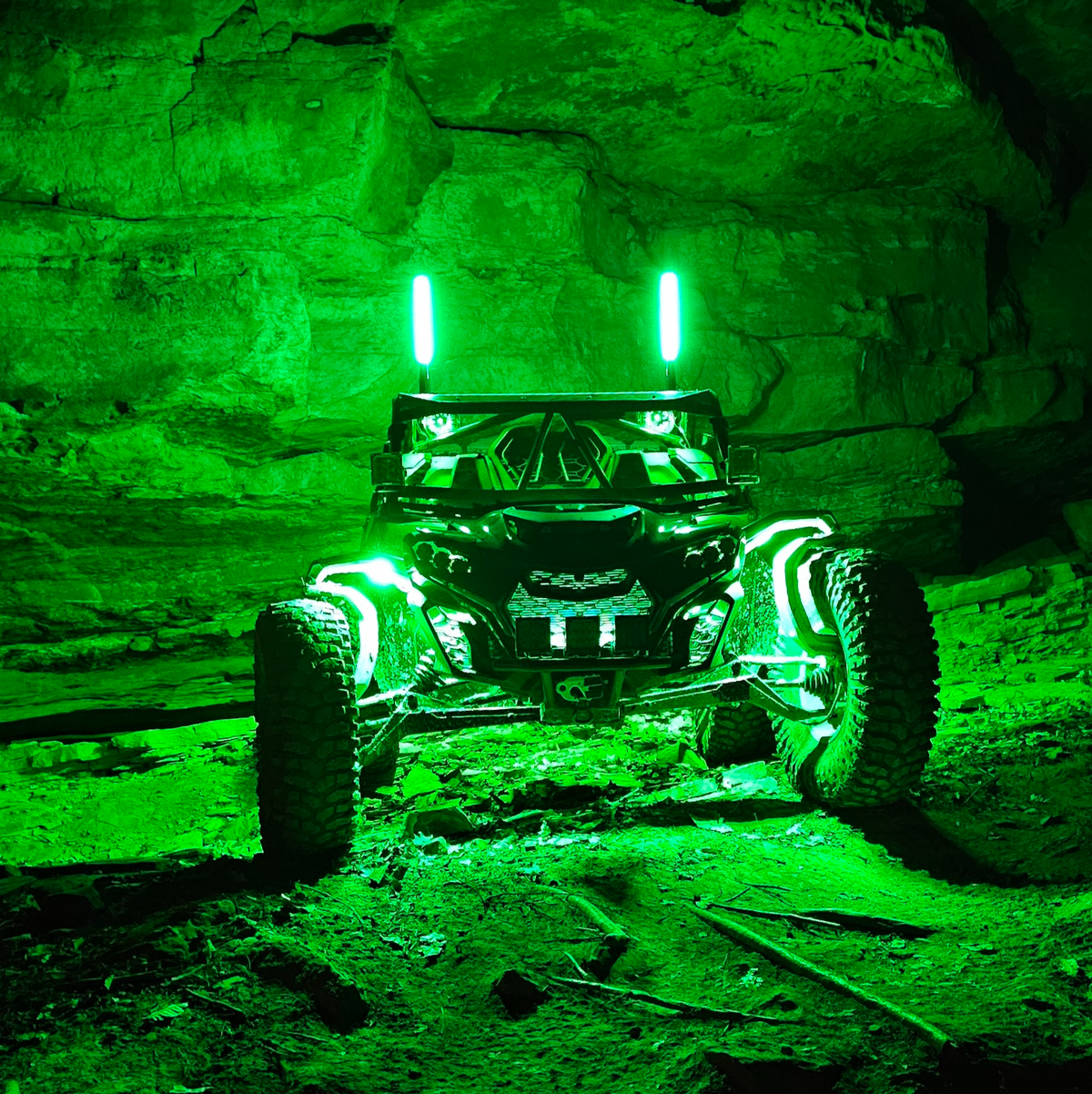 (UTV) Bundle: RGB+W Rock Light + Whip