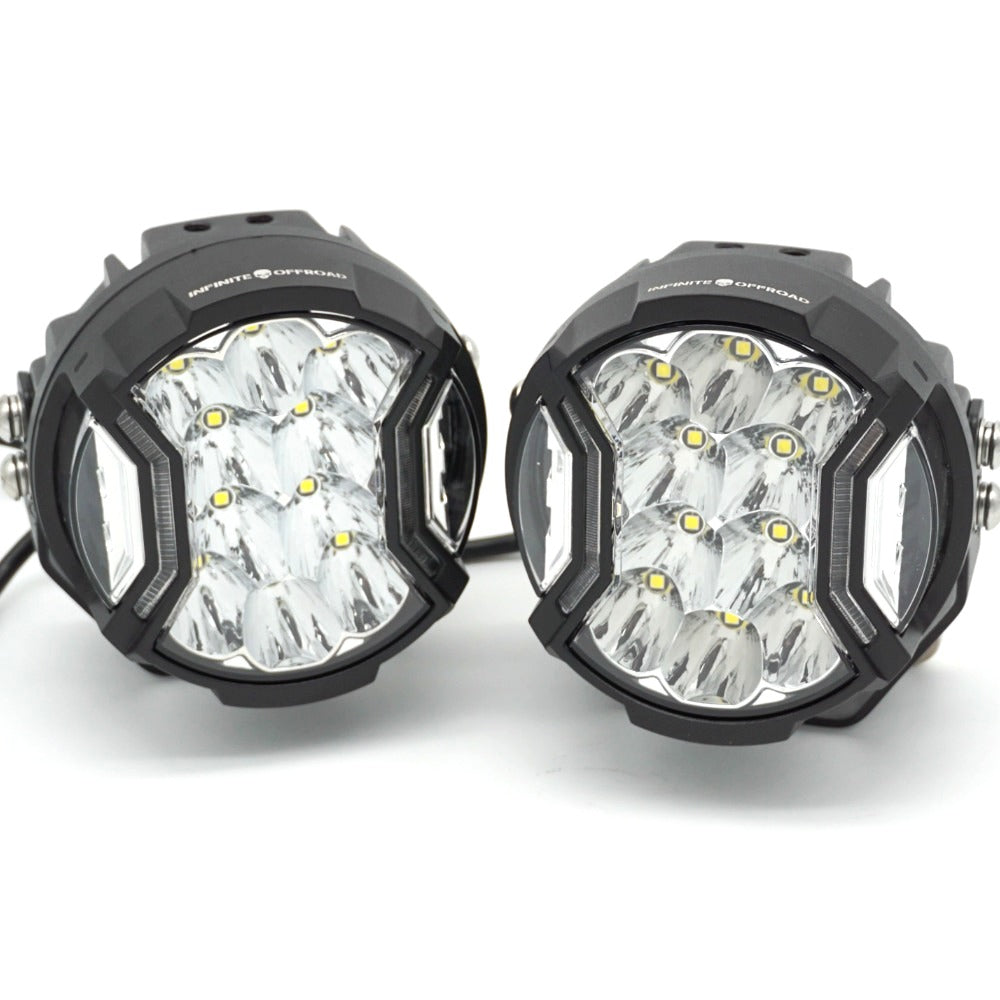 90w 5" / 130w 7" Round Side Shooter Pods (w/ DRL) (Pair)