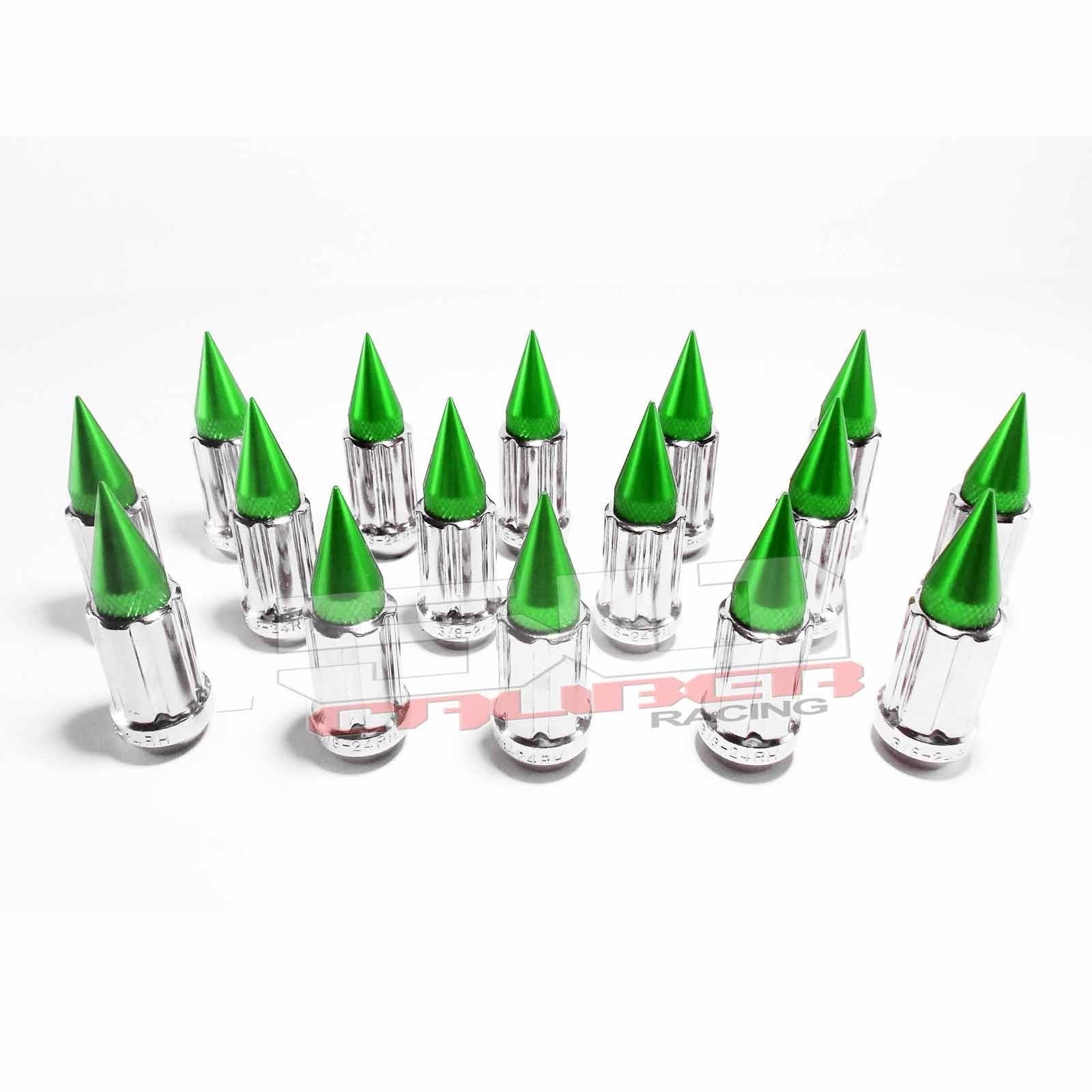 3/8 x 24 Chrome Spiked Lug Nuts Anodized - 16 Pack