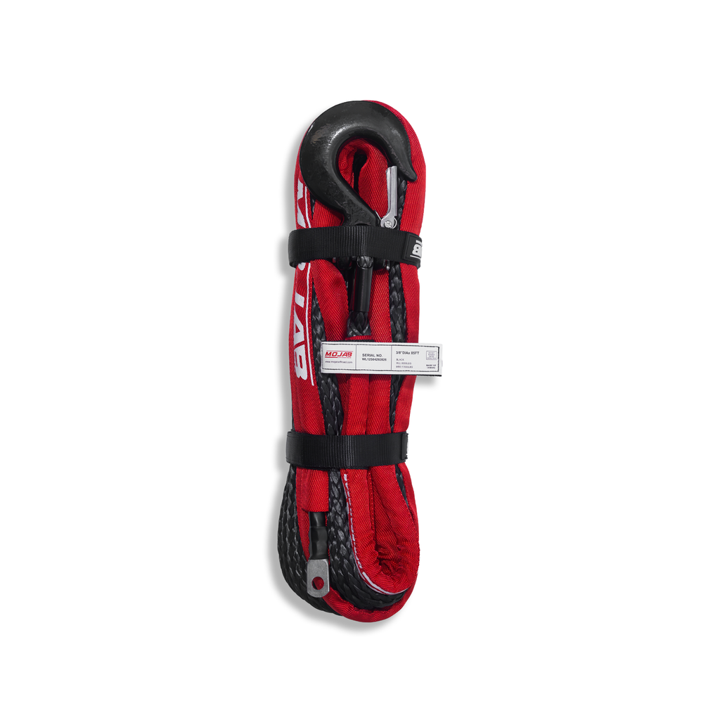 MOJAB 3/8'' x 85' Synthetic Winch Rope with Forged Hook