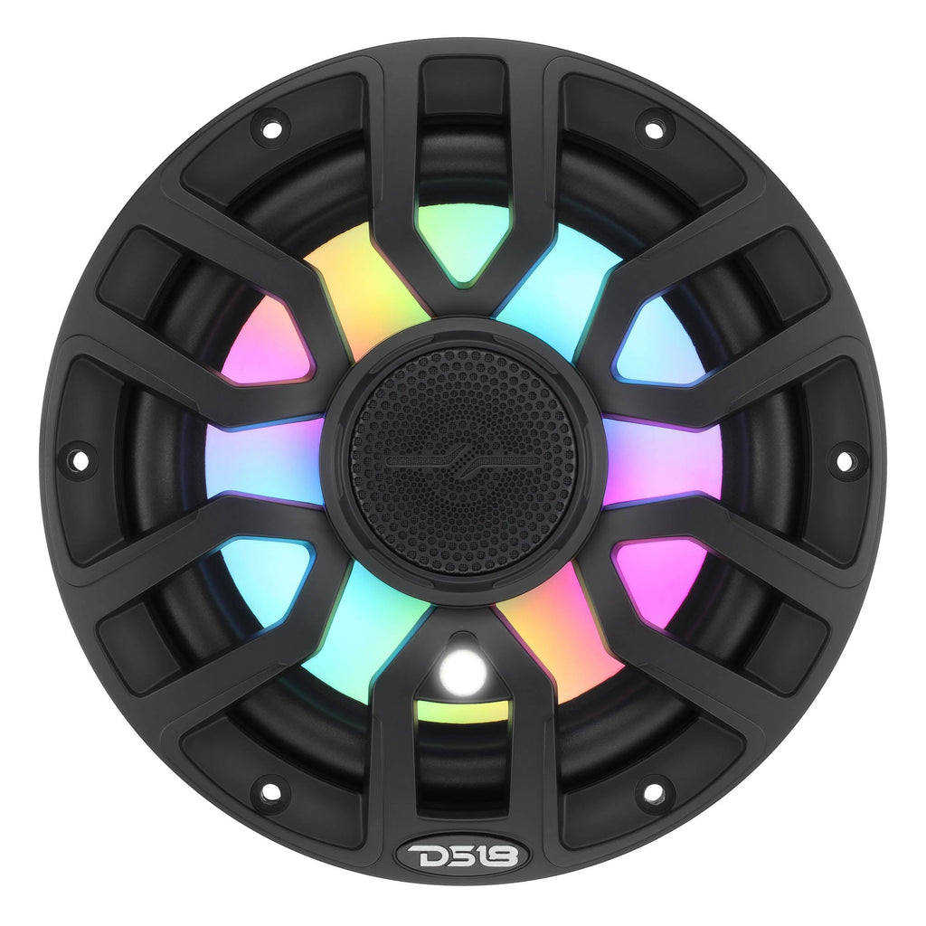 NXL 7.7” 2-Way Coaxial Marine Speaker with Bullet Tweeter, Digital LED Lights & White Deck LED | 175W RMS 4-Ohm