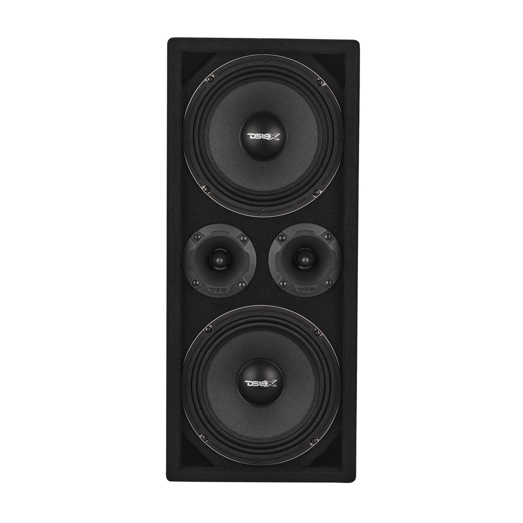 Loaded Voceteo Enclosure with Dual 8" Speakers, Dual 3.78" Tweeters, Amplifier & Speakon Cable