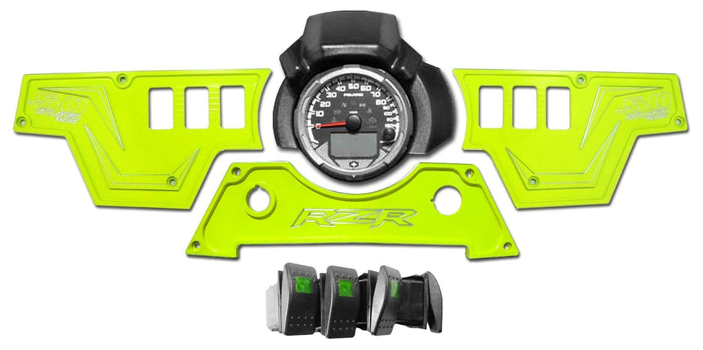 XP1000 3 piece Dash Panel Lime Squeeze with switches