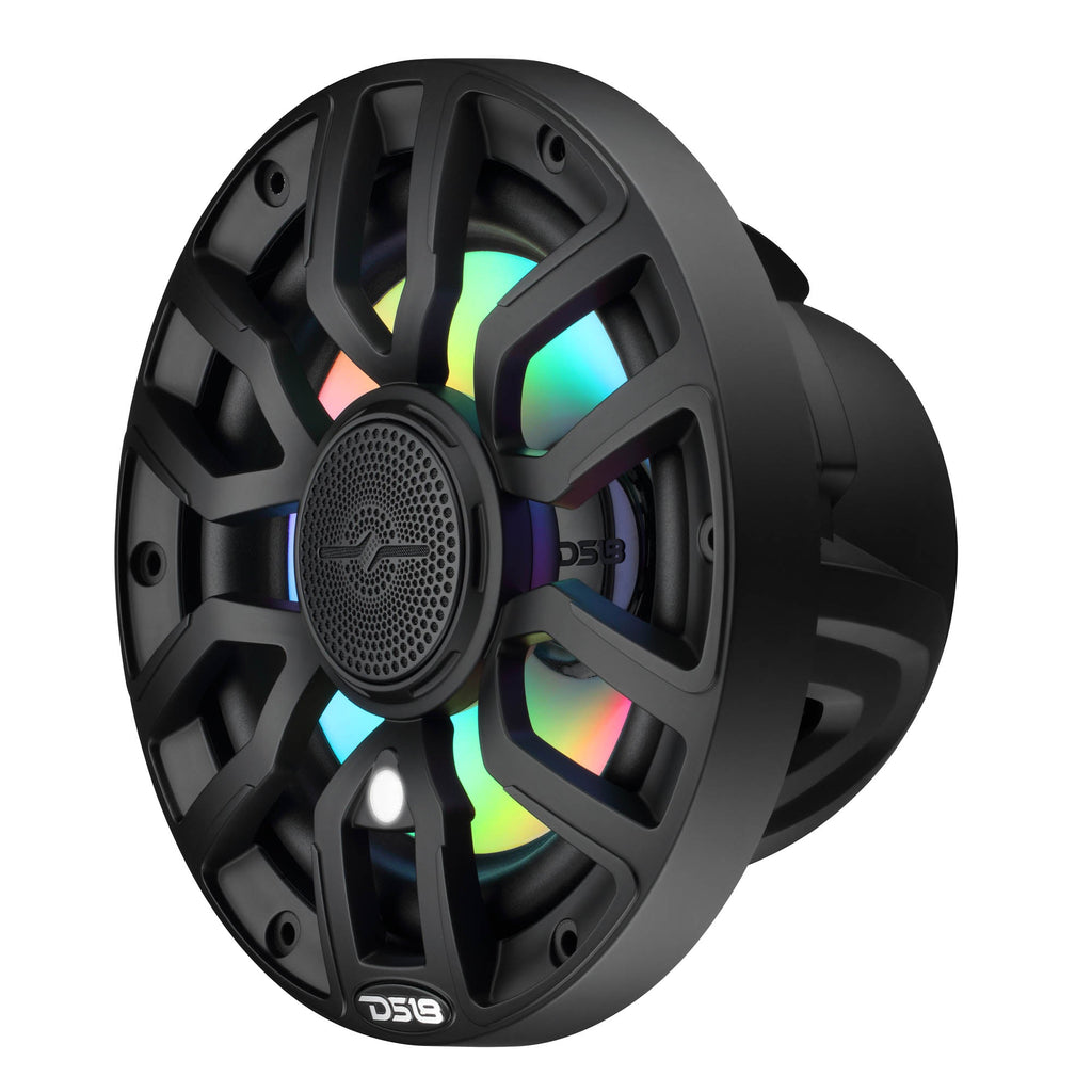 NXL 7.7” 2-Way Coaxial Marine Speaker with Bullet Tweeter, Digital LED Lights & White Deck LED | 175W RMS 4-Ohm