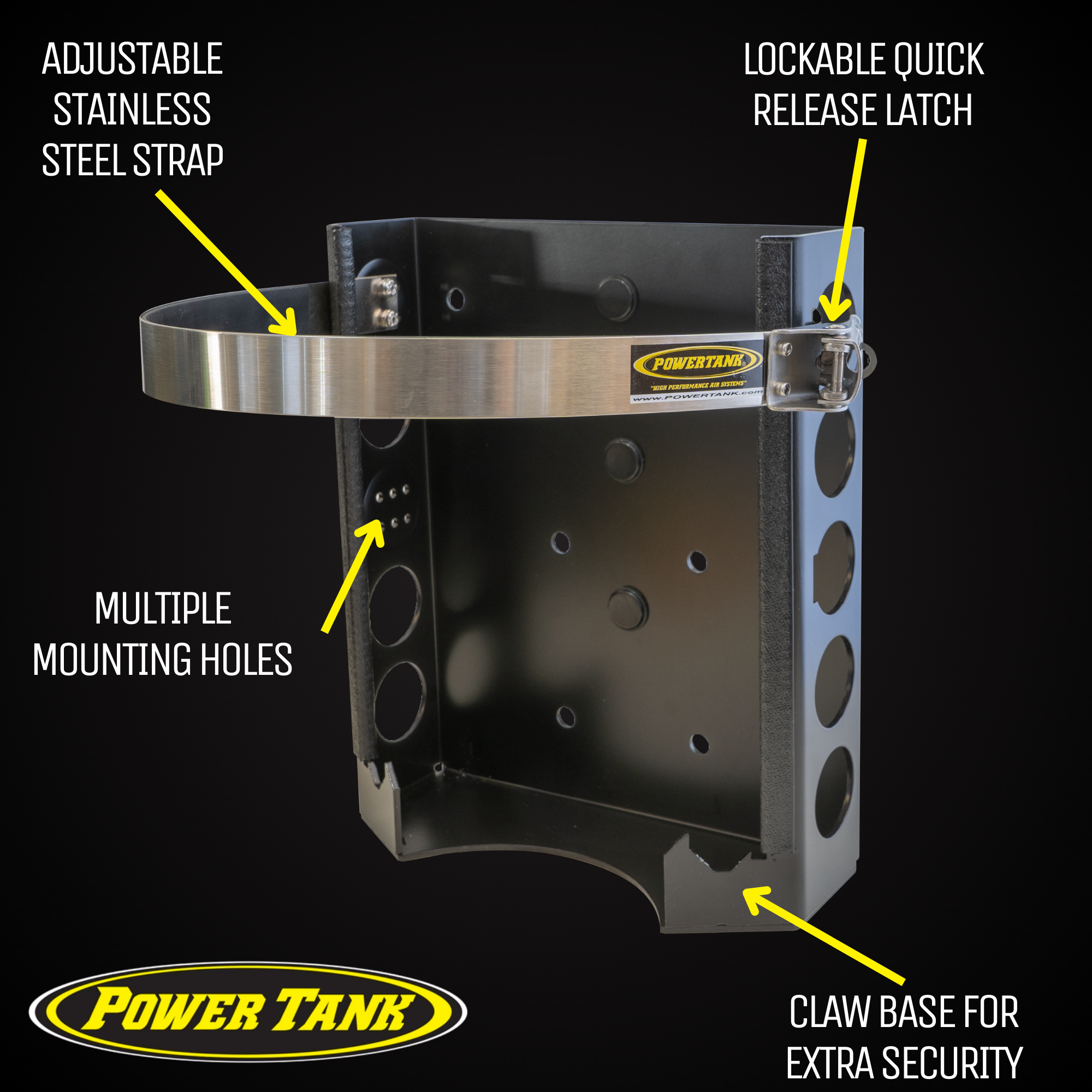 Strato LOCKER Bracket for 4.25 lb, 10 lb, 11 lb Steel Propane Tanks