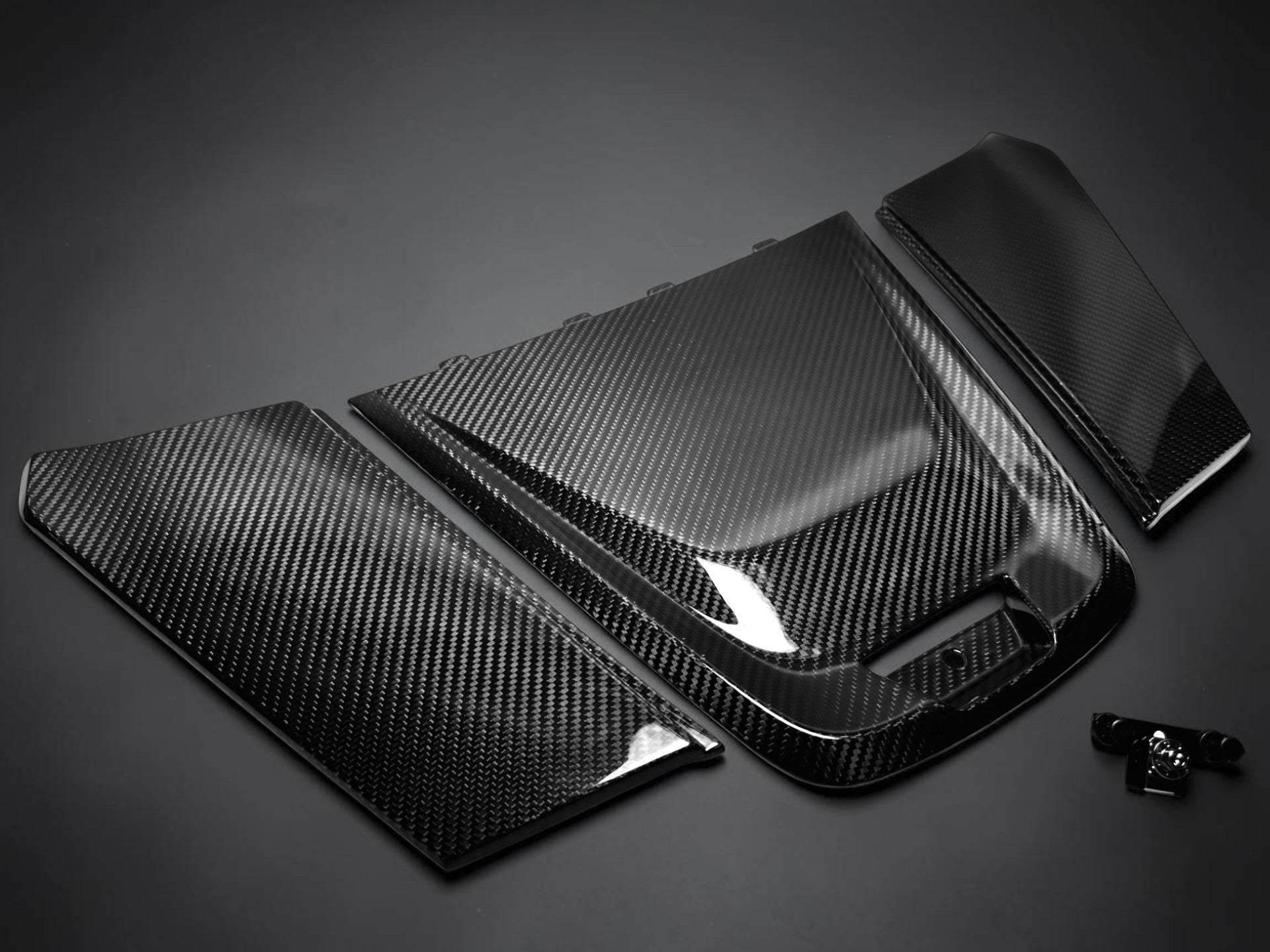 CAN AM MAVERICK R CARBON FIBER 3 PC UPPER CENTER DASH TRIM KIT
