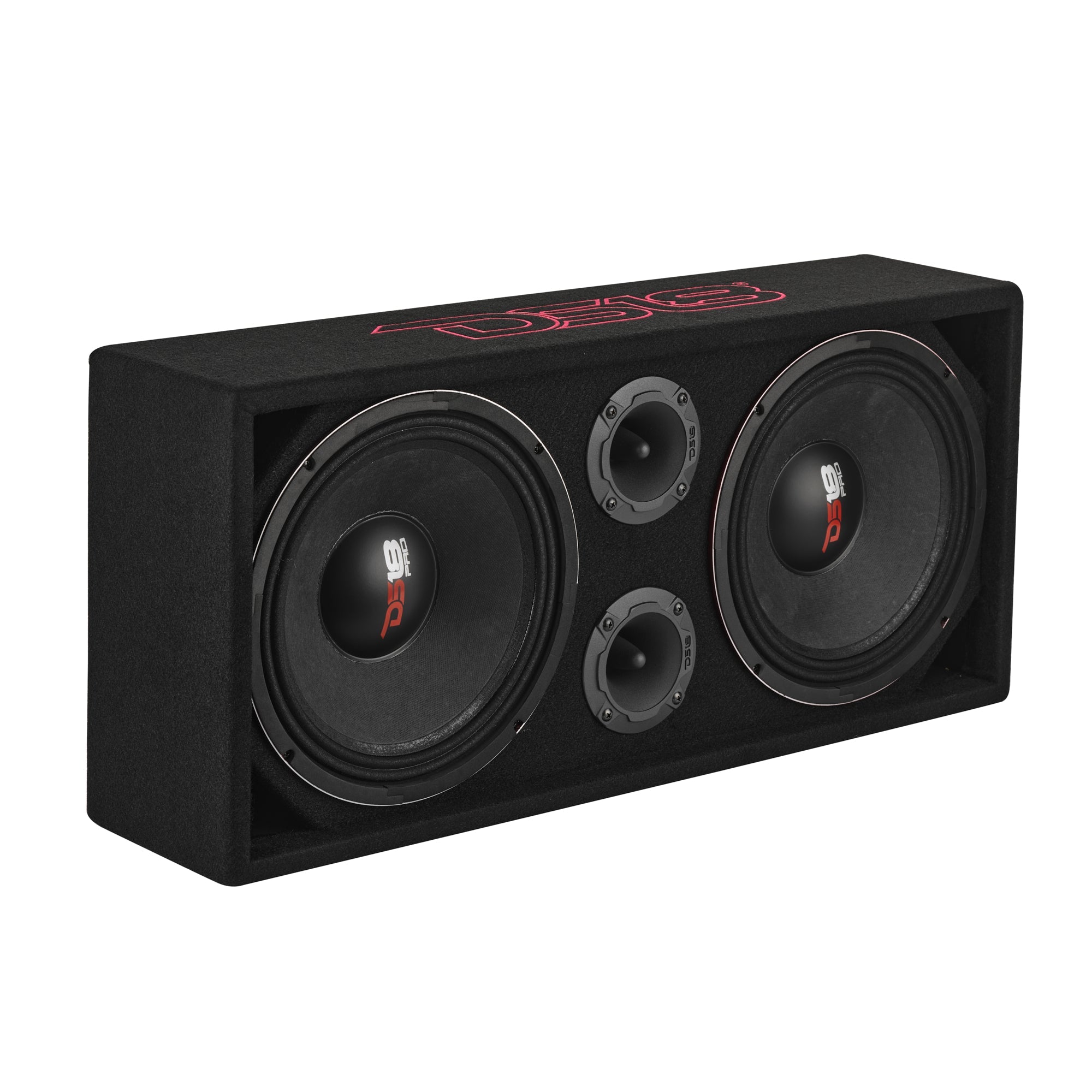 Loaded Voceteo Enclosure with Dual 10" Mids, Dual 3.78" Tweeters, Amplifier & Speakon Cable