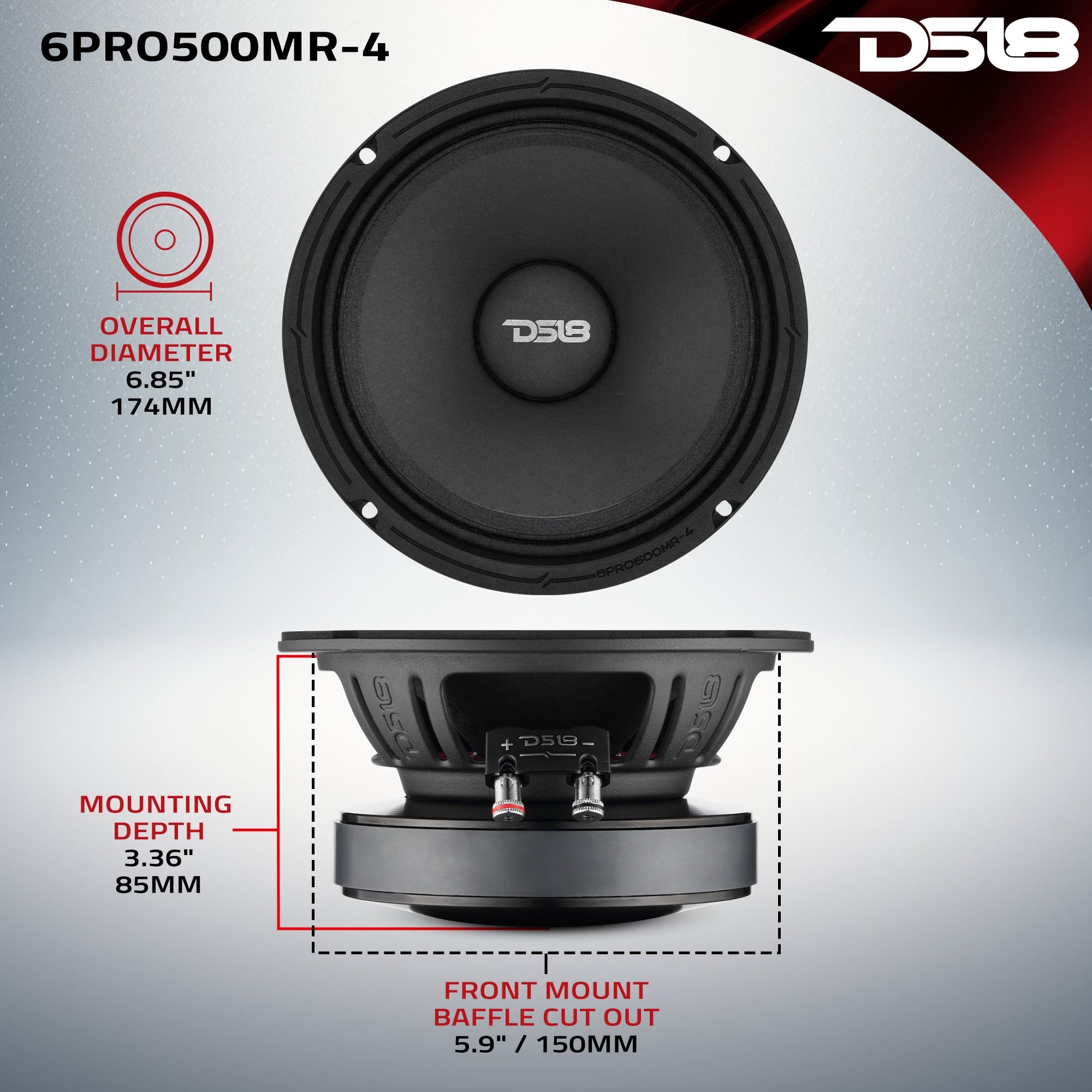 6.5” High-Sensitivity Midrange Loudspeaker with Ferrite Magnet | 250W RMS 4-Ohm