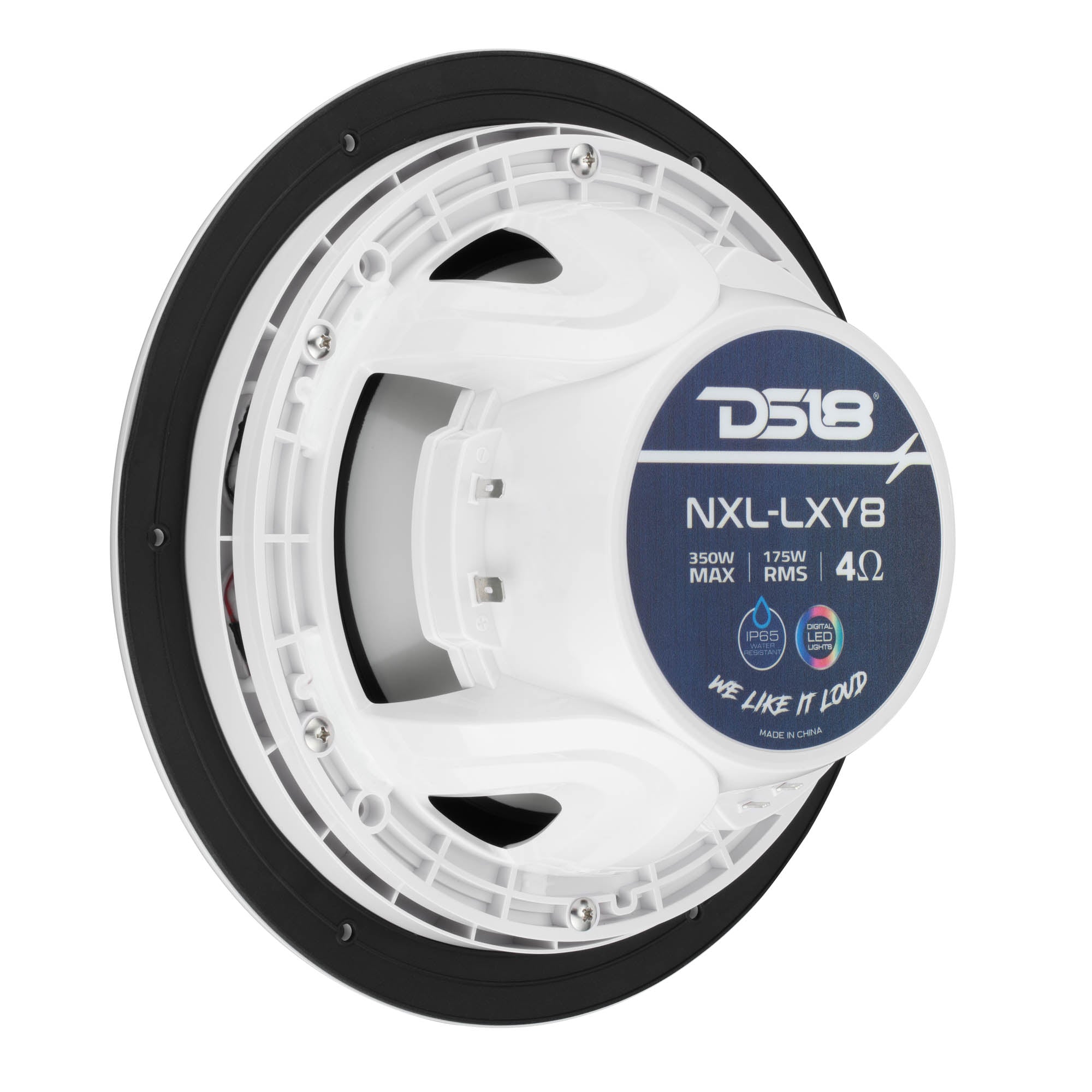 Luxury 8” 2-Way Marine Coaxial Speaker with Digital LED Lights and Flush Magnetic Mount Grille | 175W RMS 4-Ohm