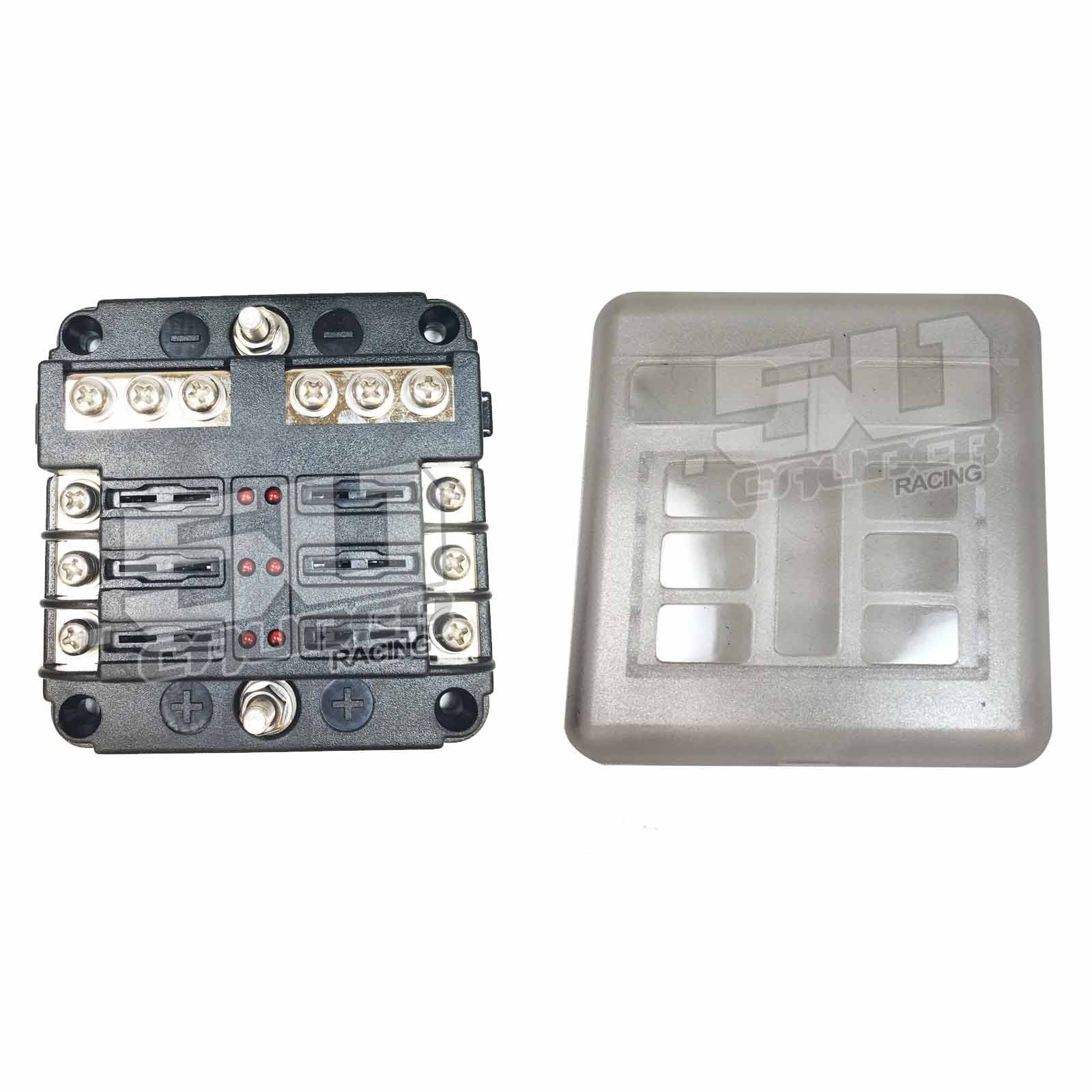 6 Way Screw 12V Fuse Block with Ground Terminals