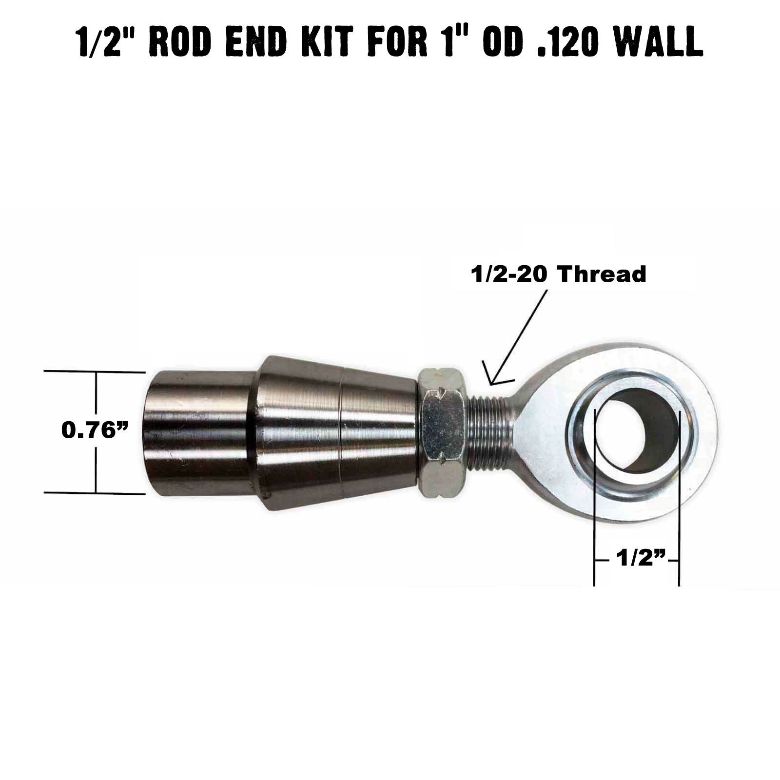 Sway Bar Link Fab Kit -  1/2" Chromoly Heim - 1" OD Tubing