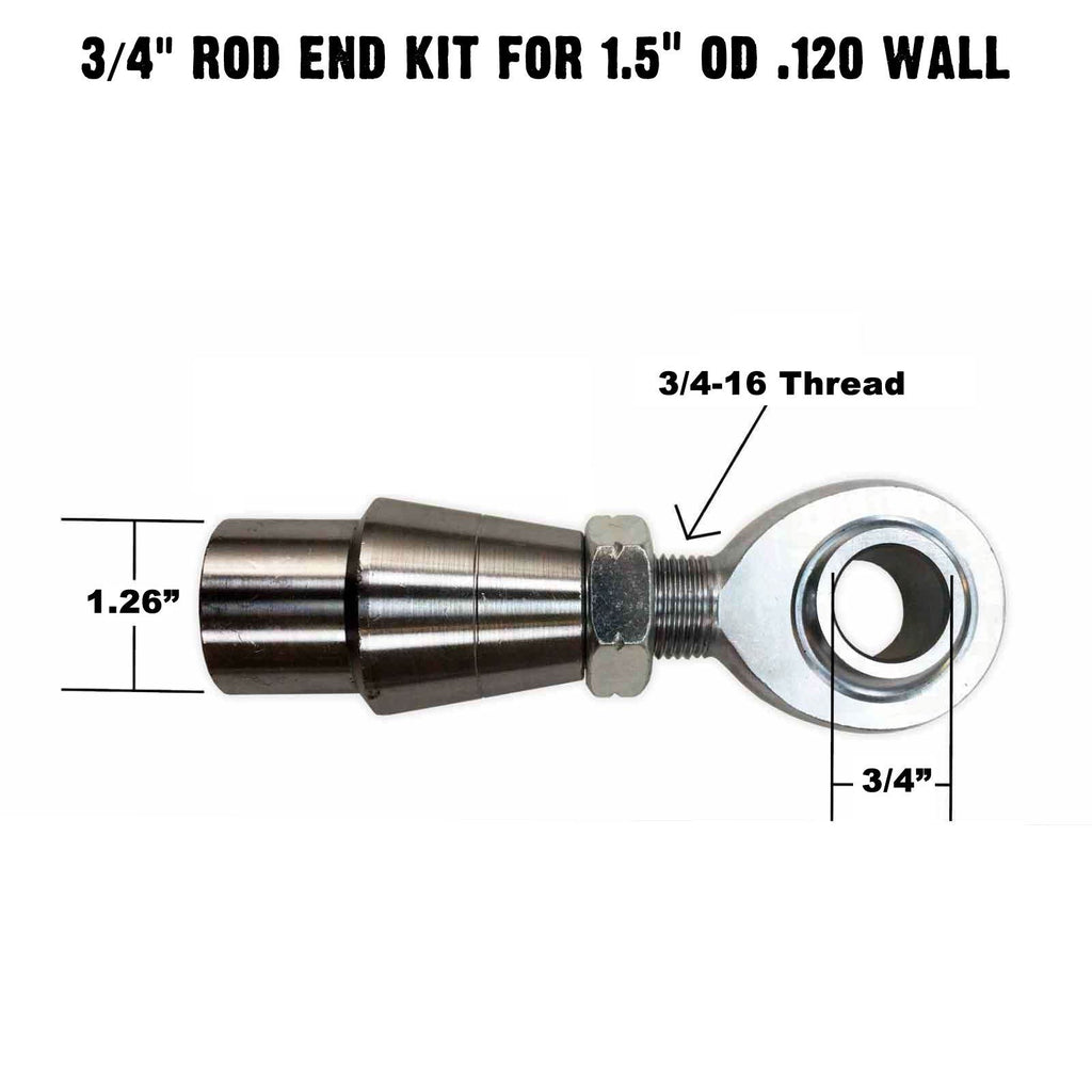 Single Joint Rod End - 3/4" Chromoly Heim - 1.5" OD Tubing