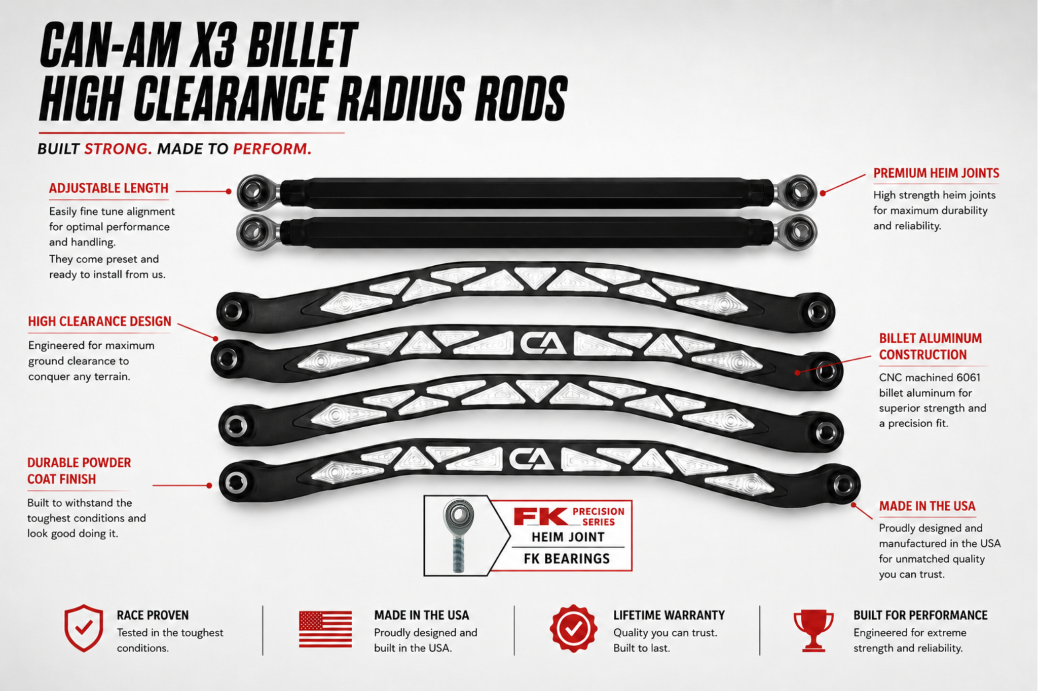 Can-Am X3 Billet High Clearance Radius Rods