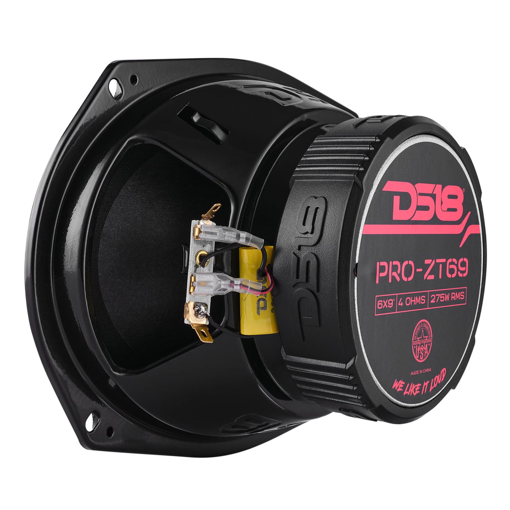 PRO-ZT 6x9" Coaxial Mid-Range Loudspeaker with Water-Resistant Cone Built-in Bullet Tweeter and Grill | 275W RMS 4-Ohm