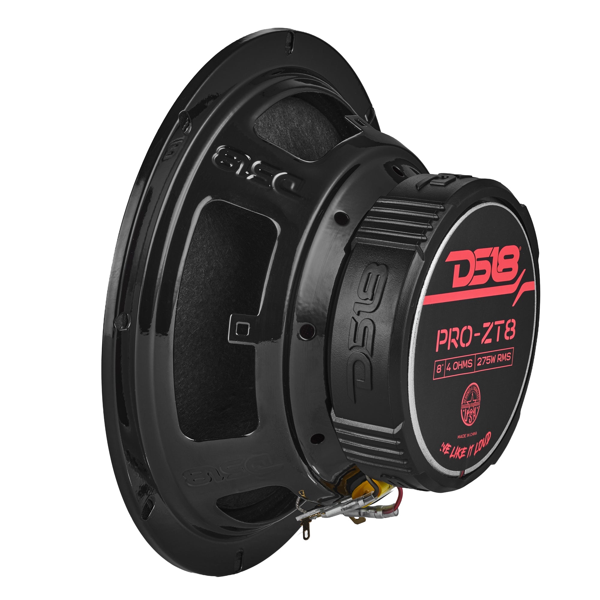 PRO-ZT 8" Coaxial Mid-Range Loudspeaker with Water-Resistant Cone Built-in Bullet Tweeter and Grill | 275W RMS 4-Ohm