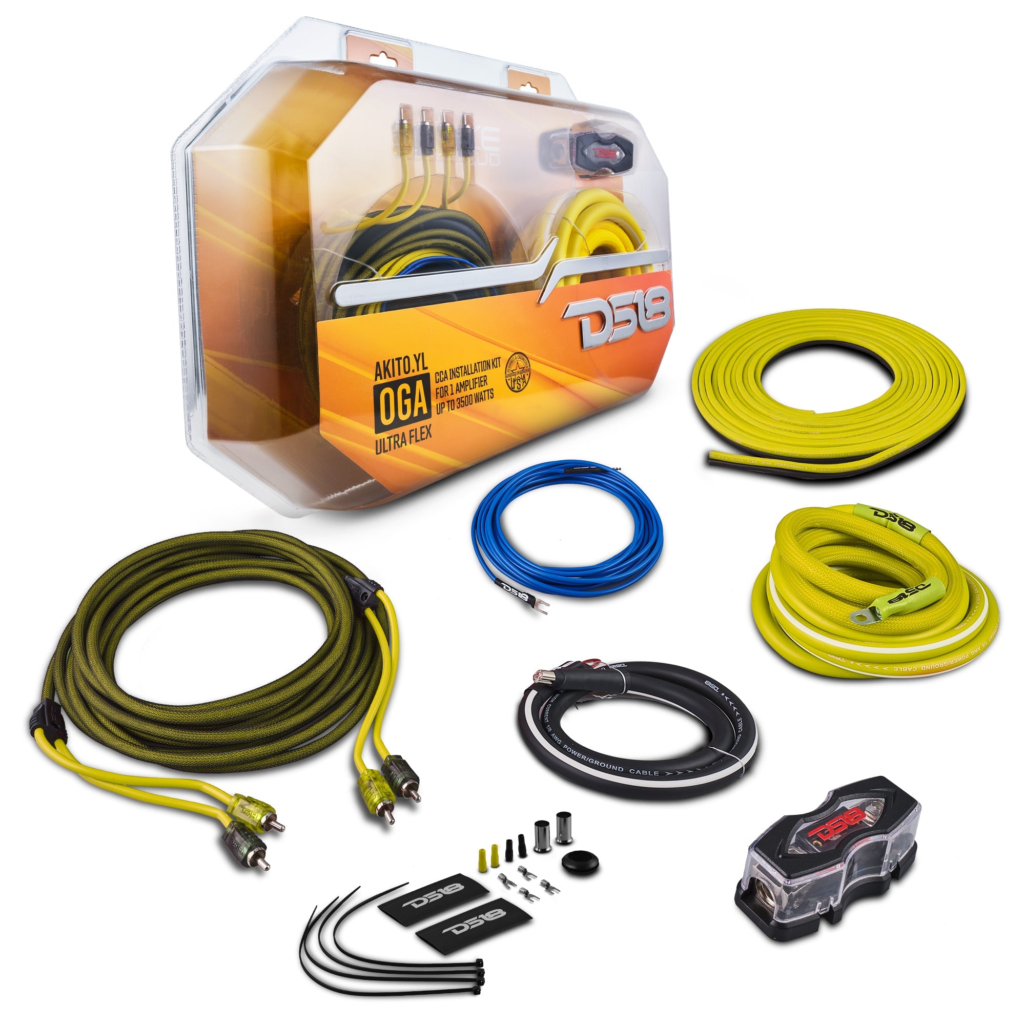 0-GA Amplifier Installation Wiring Kit - Yellow
