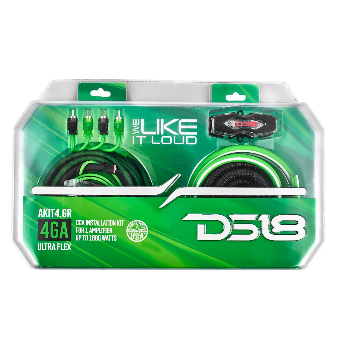 4-GA Amplifier Installation Wiring Kit - Green