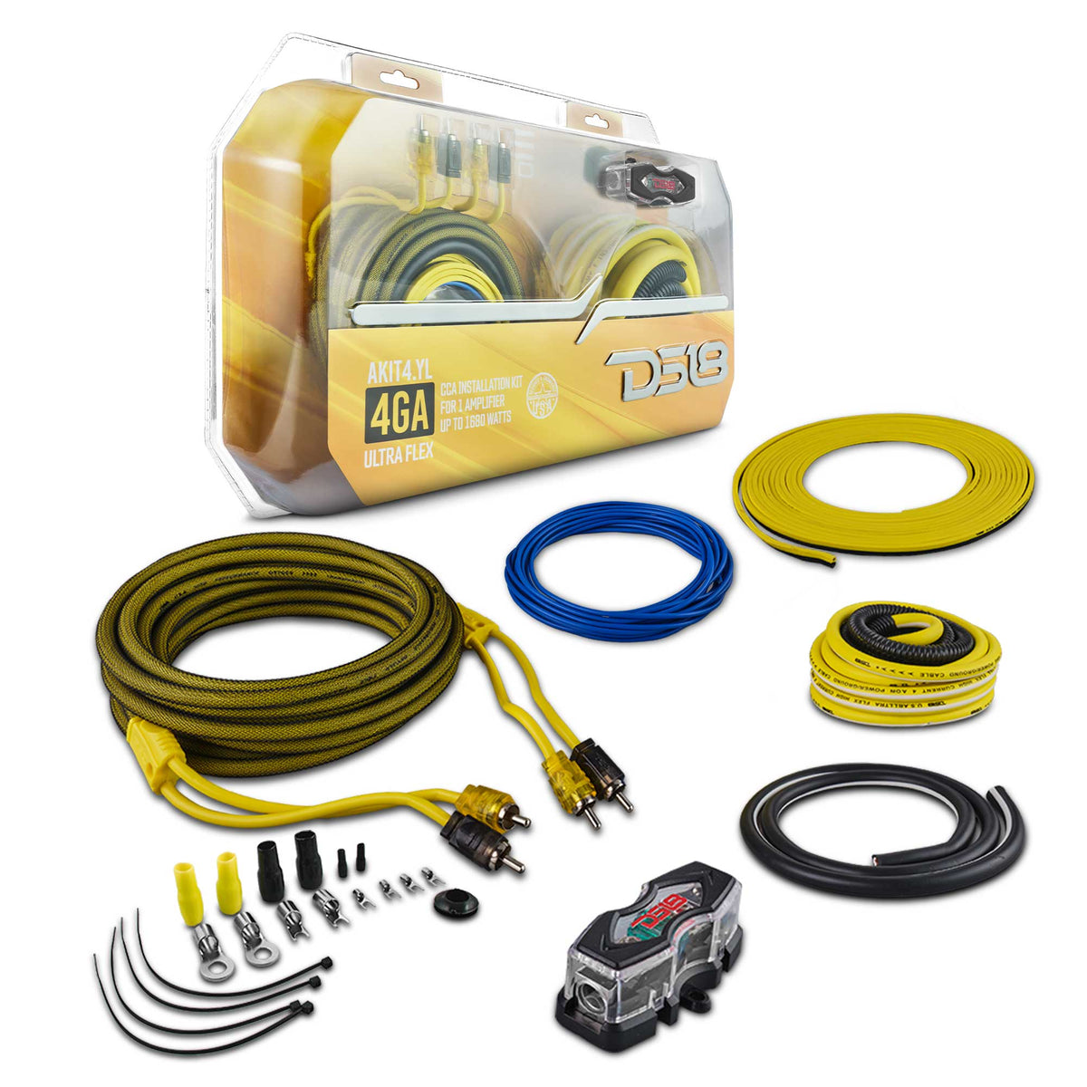 4-GA Amplifier Installation Wiring Kit - Yellow