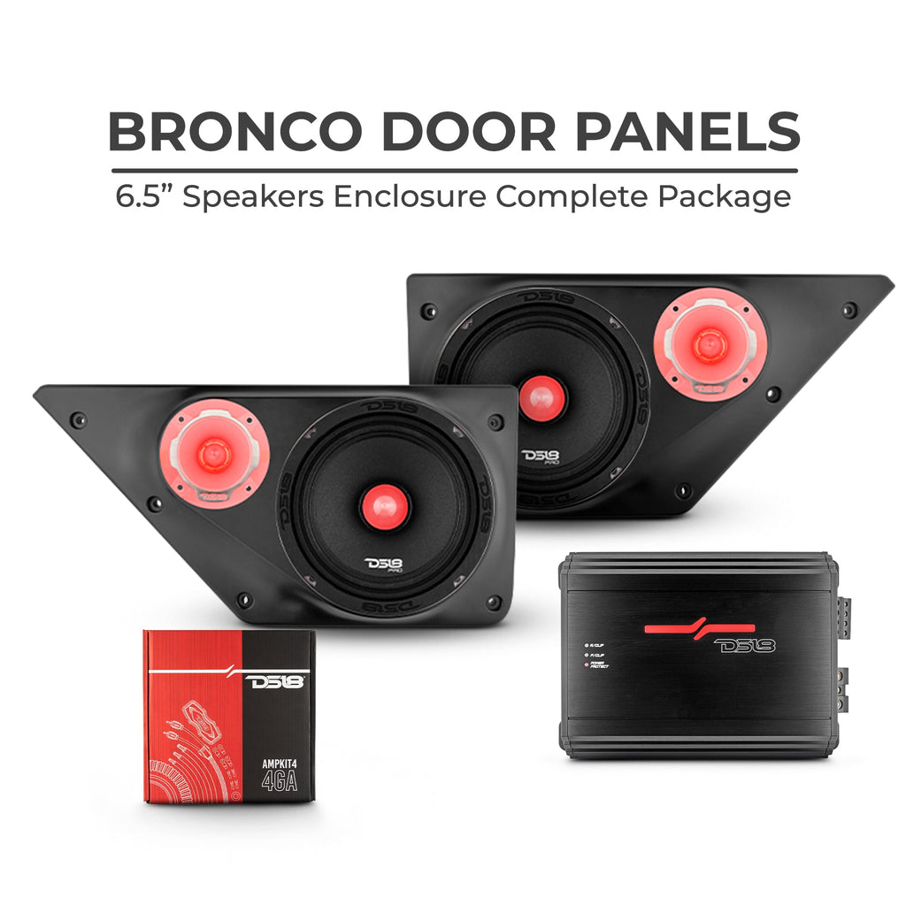 Ford Bronco 6th GEN Loaded Front Door 6.5" Speakers and 3.78" Tweeter Speaker Panels Package