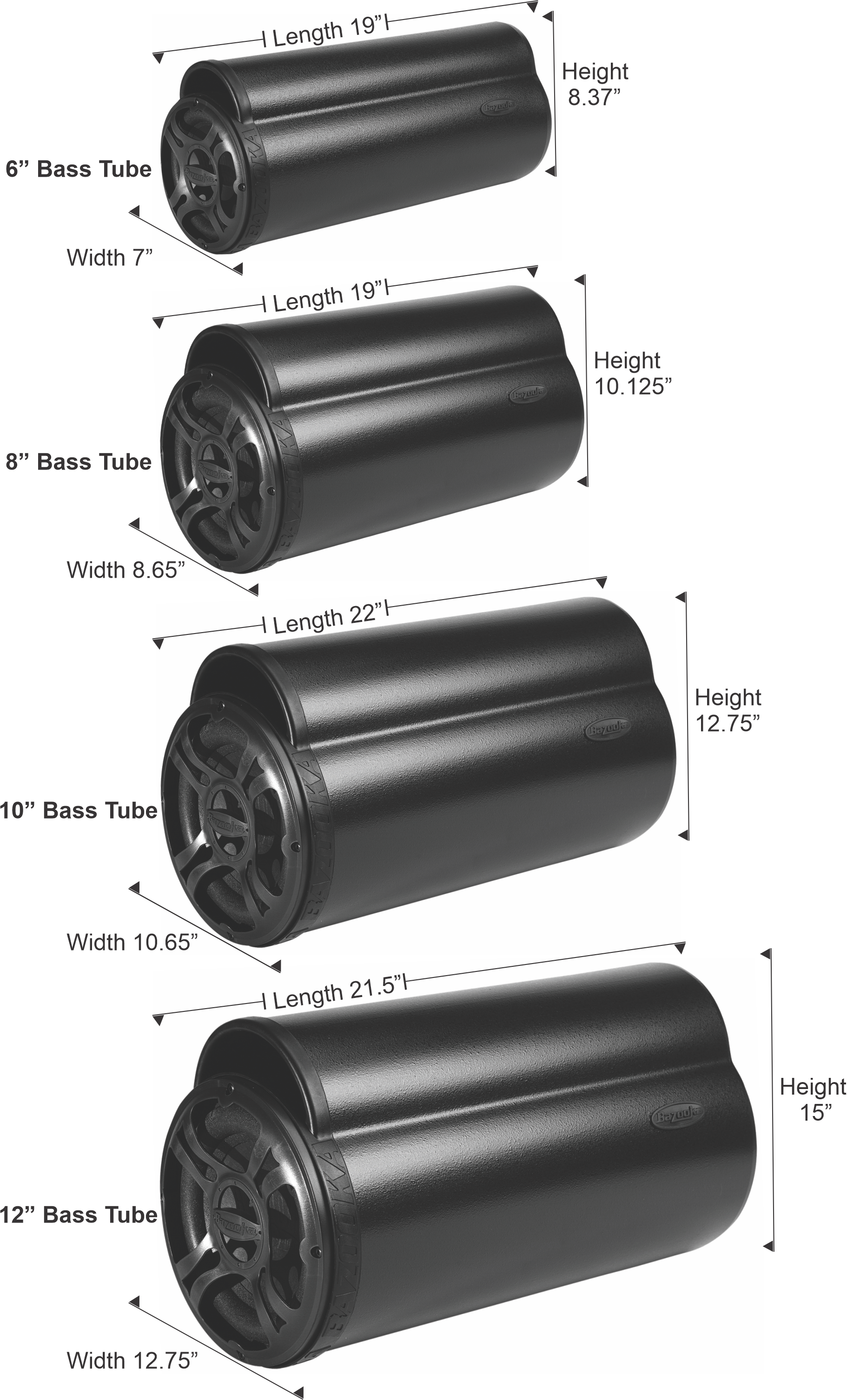 BT Series 6" Amplified Bass Tubes