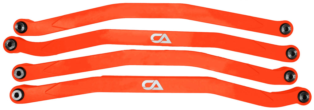 CA Technologies USA Cam-Am X3 High Clearance Radius Rods are the largest and thickest rods on the market providing strength, dependability, and affordability. 1.25 inches thick and 1.5 inches high. Built with FK Brand Spherical bearings. Kit contains four high clearance rods for the highest ground clearance.