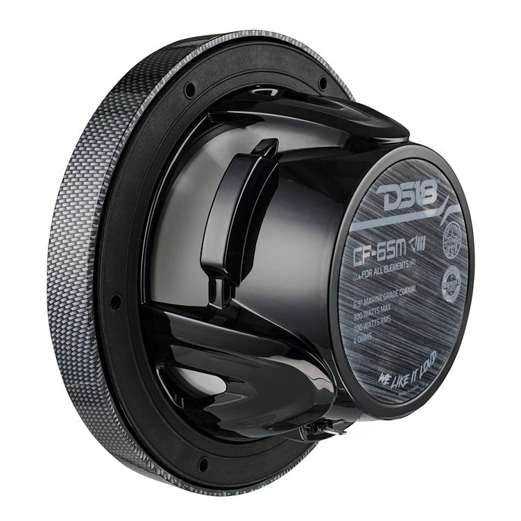 NXL 6.5" 2-Way Coaxial Marine Speaker With LED RGB Lights 100 Watts Rms 4-Ohm - Black Carbon Fiber