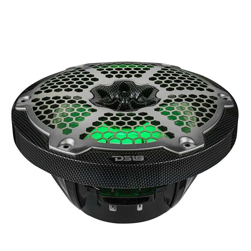 NXL 8" 2-Way Coaxial Marine Speaker With LED RGB Lights 125 Watts Rms 4-Ohm - Black Carbon Fiber