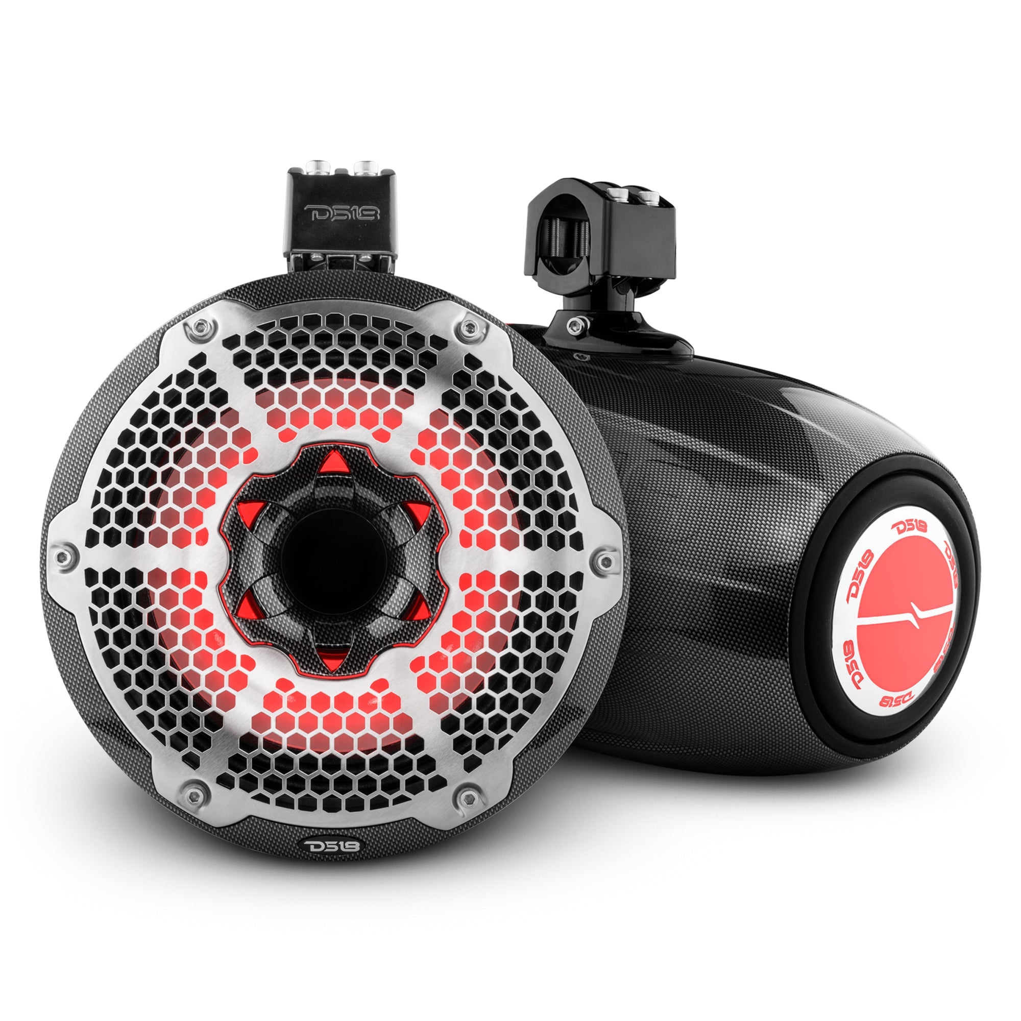 NXL 10" Neodymium Marine and Powersports Towers with Built-in Passive Radiator, 1" Driver and LED RGB Lights 300 Watts Rms