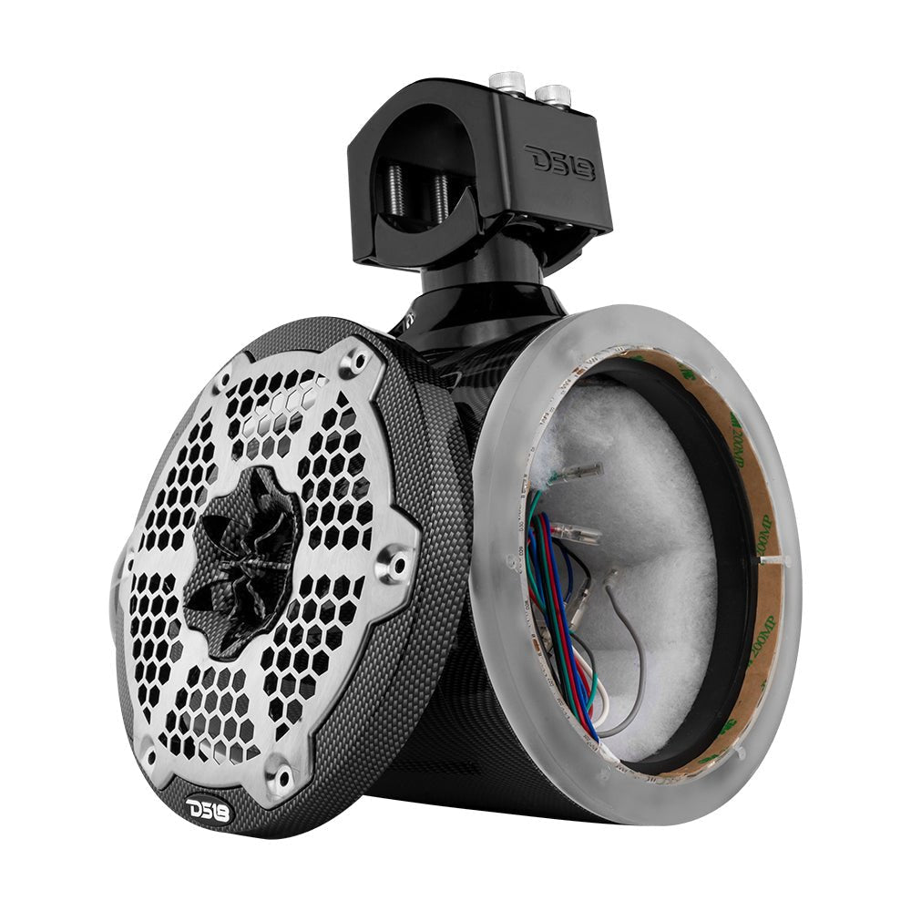 NXL 6.5" Marine and Powersports Empty Tower LED RGB Lights -Black Carbon Fiber