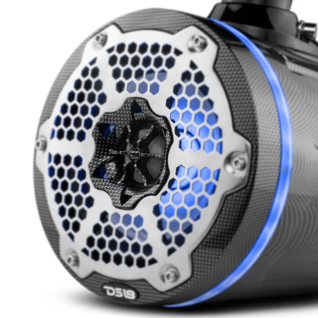NXL 6.5" Marine and Powersports Towers LED RGB Lights 100 Watts Rms - Black Carbon Fiber