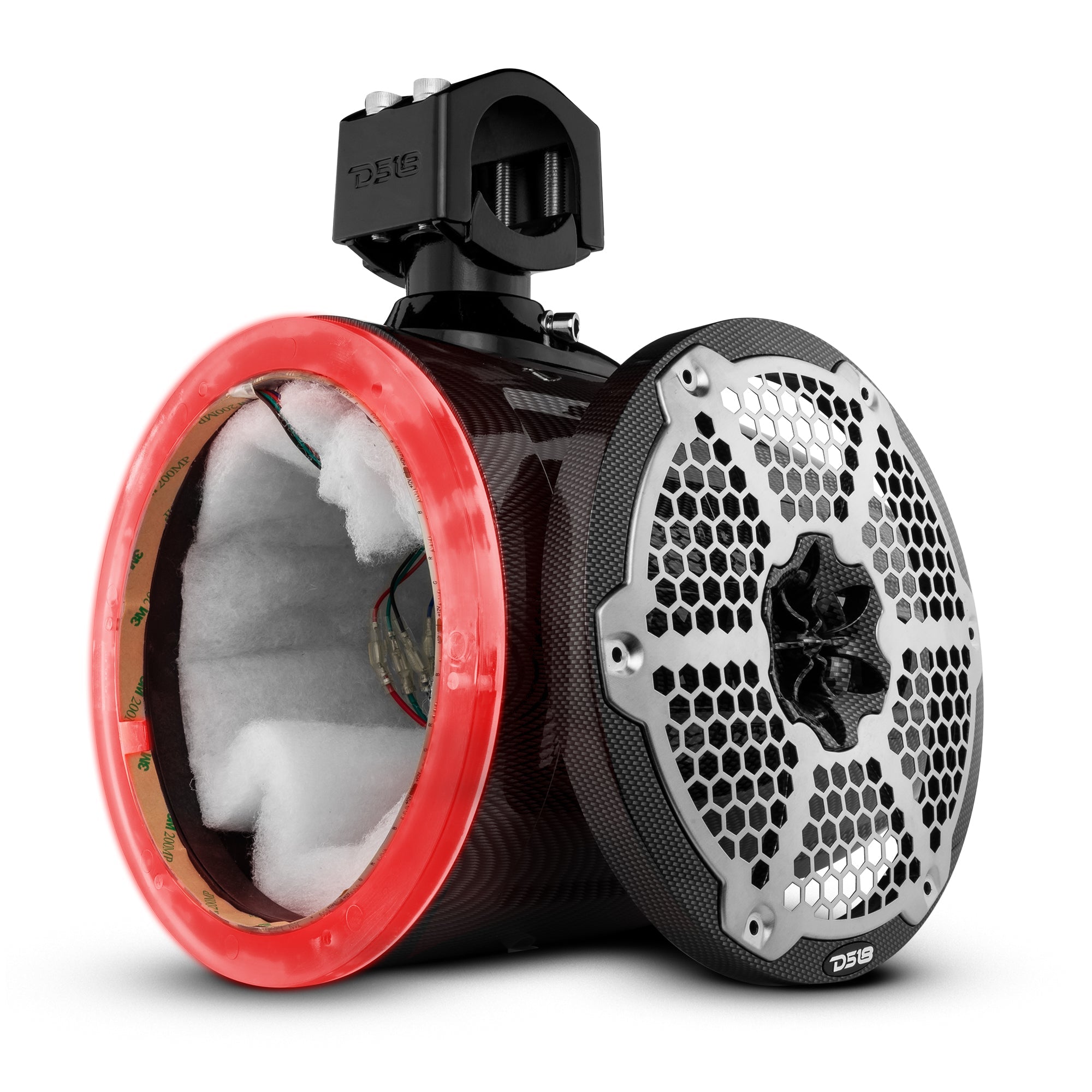 NXL 8" Marine and Powersports Empty Tower LED RGB Lights -Black Carbon Fiber
