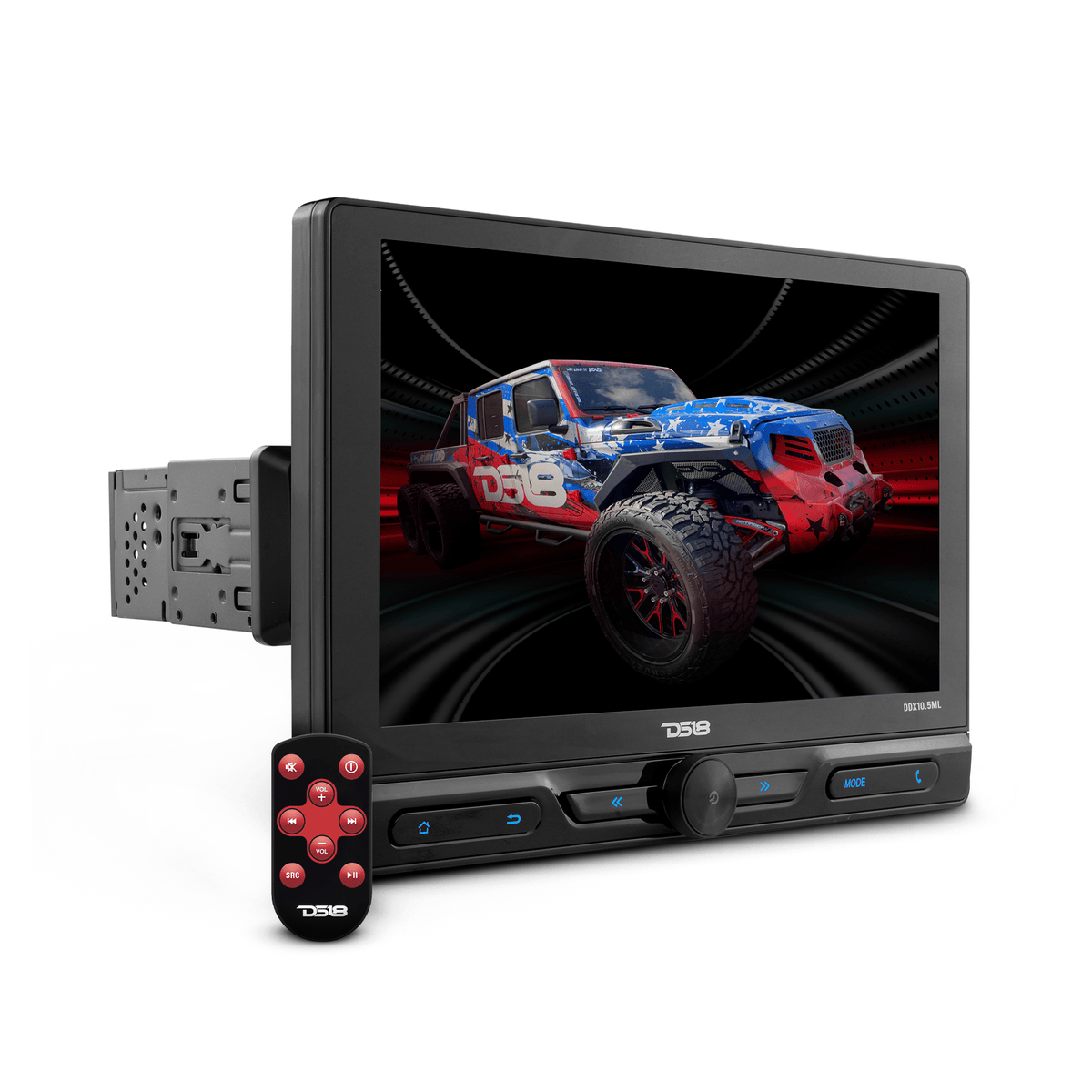 10.5" Floating Adjustable Modular Touchscreen Mechless Single-DIN Head Unit with Bluetooth, Mirror Link and USB