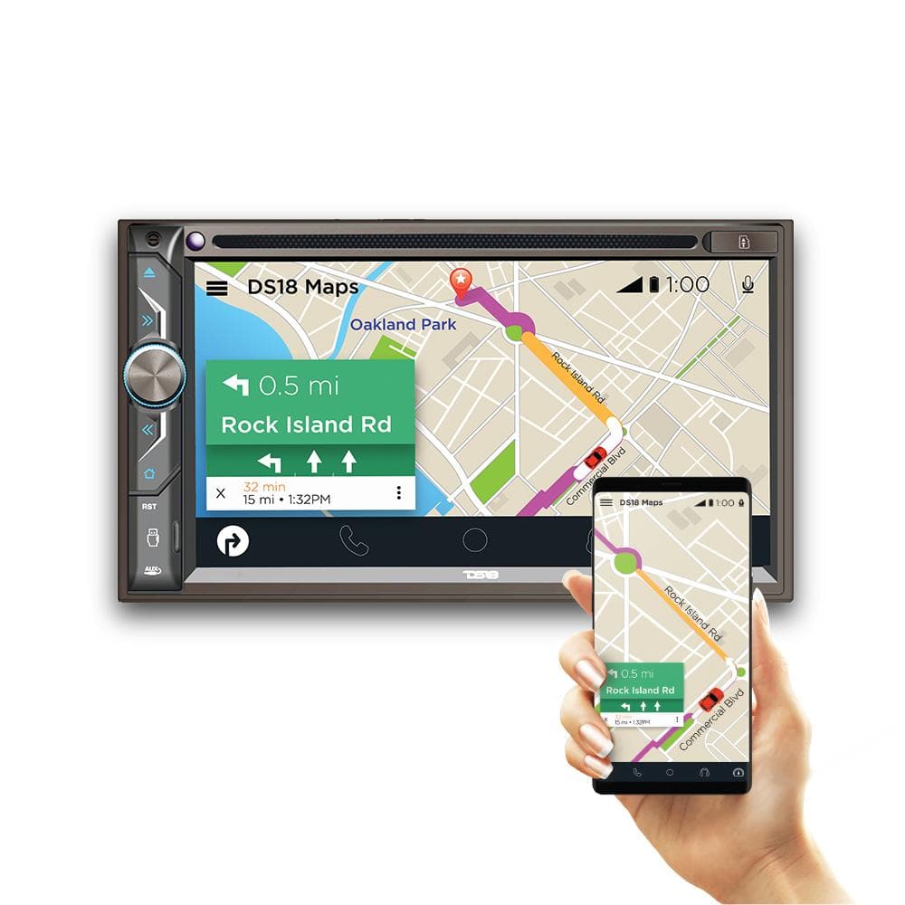 6.9" Touchscreen Double-DIN Headunit with DVD, Bluetooth, USB and Mirror Link