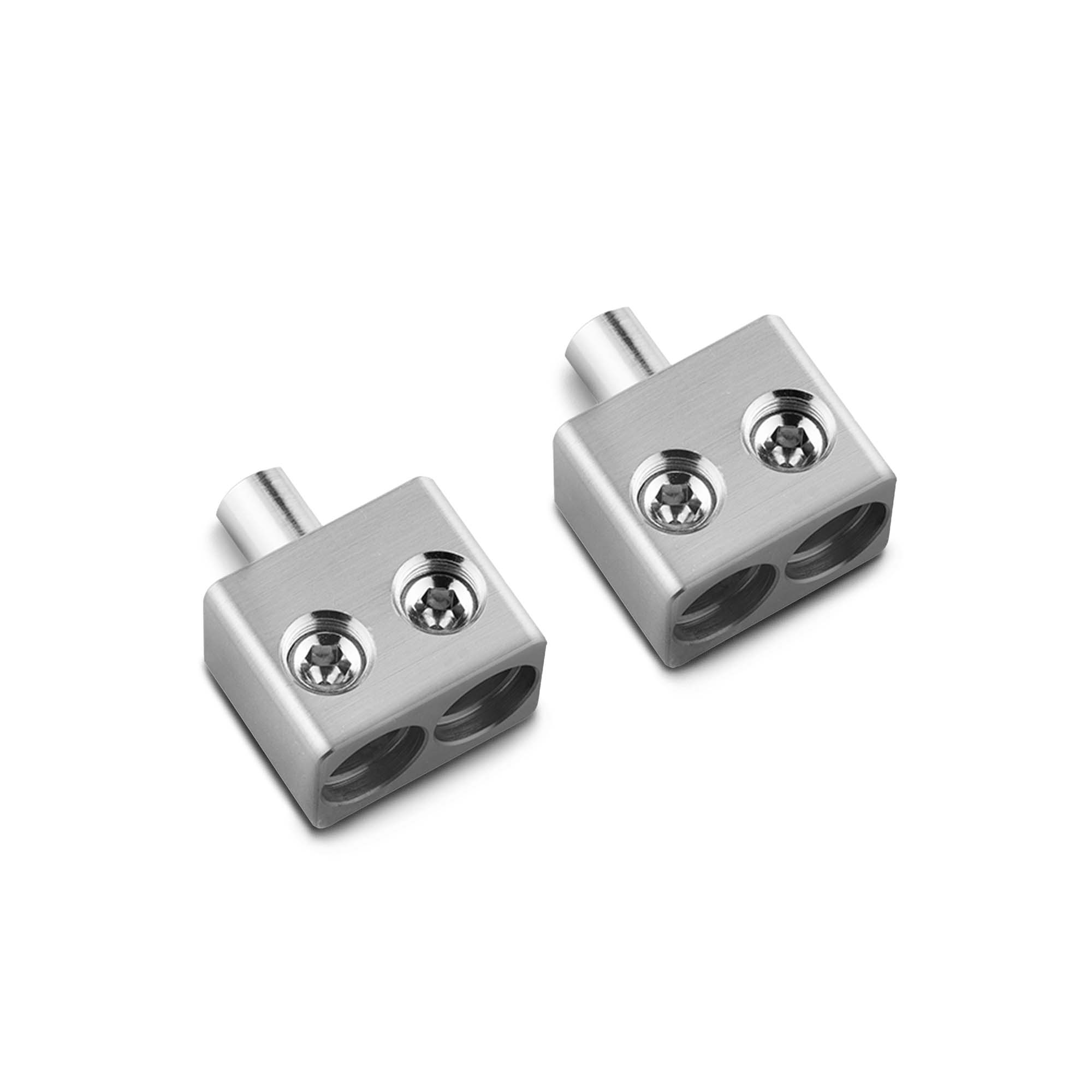 Dual 1/0-GA to 1/0-GA Amp Input Reducers with Offset Stub