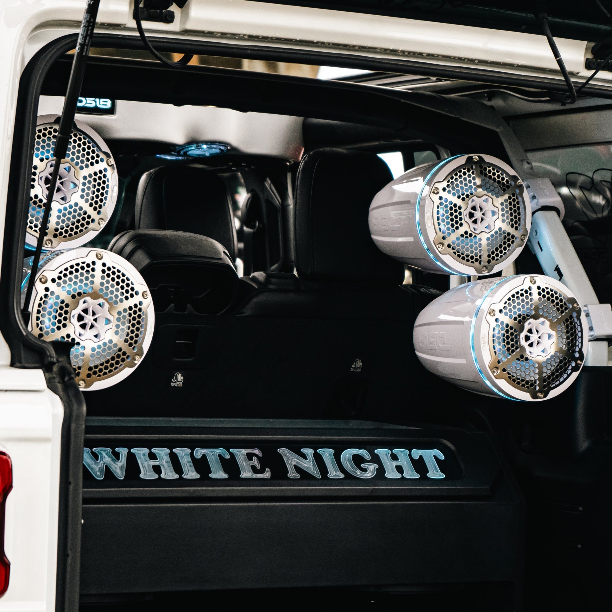 NXL 8" Marine and Powersports Towers LED RGB Lights 125 Watts Rms - Black Carbon Fiber
