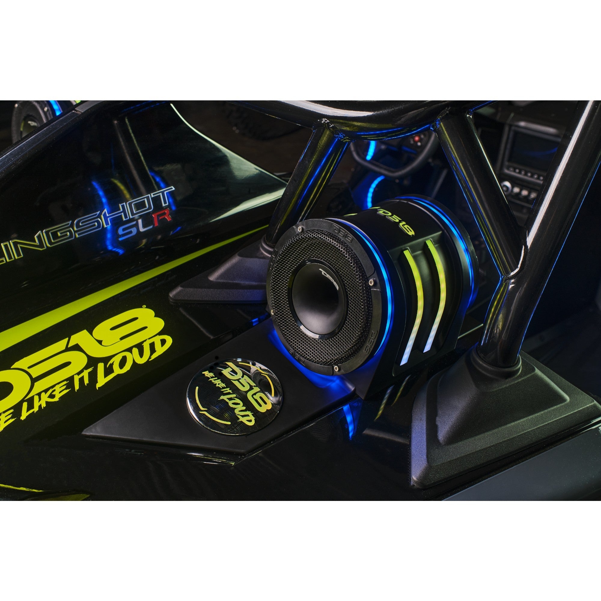 Polaris Slingshot Headrest Empty Enclosure With Digital LED Lights fits 4 x 6.5" Speakers | 2015 - Current