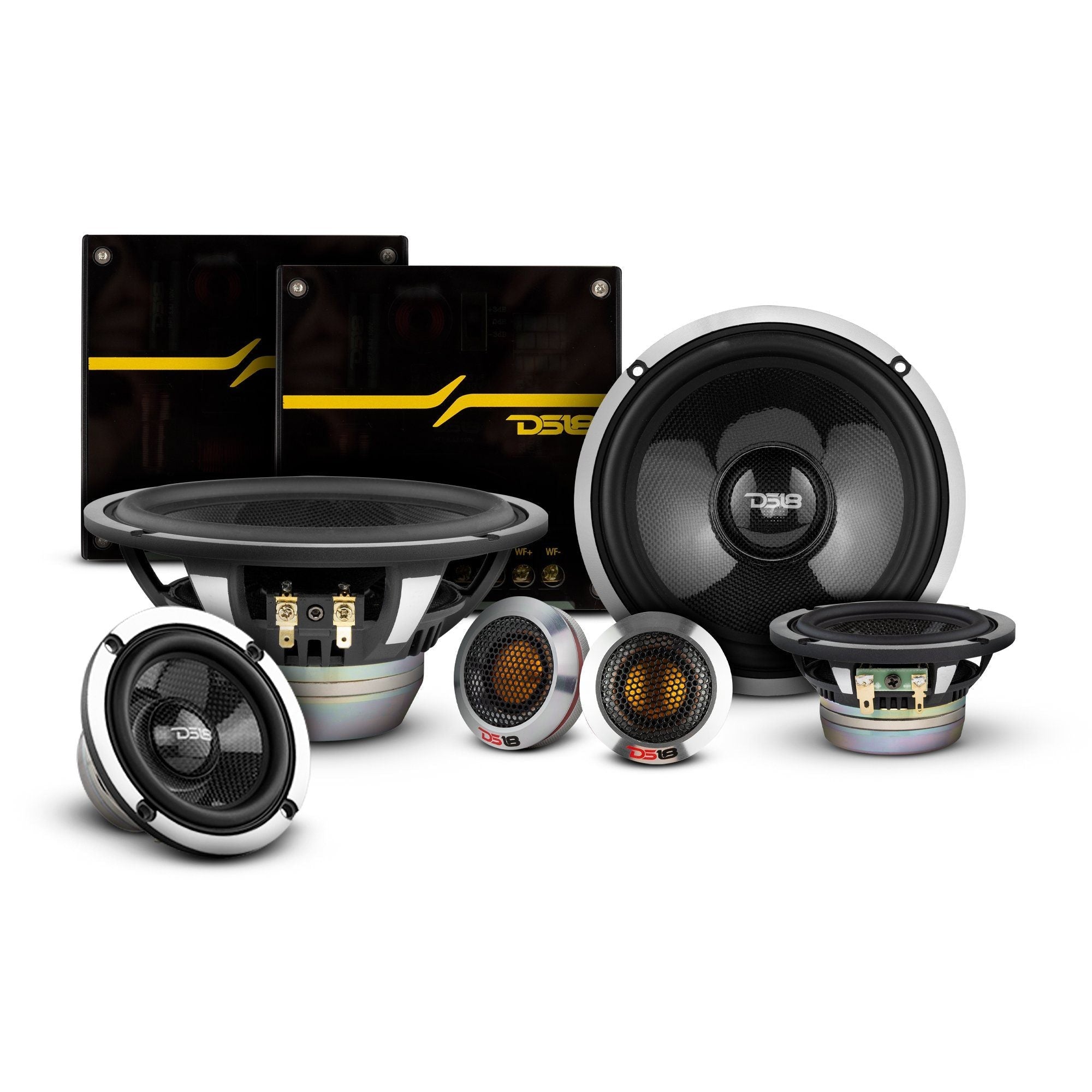 DX 6.5" 3- Way Neodymium Component Speaker System With Carbon Fiber Cone 290 Watts Rms 4-Ohm