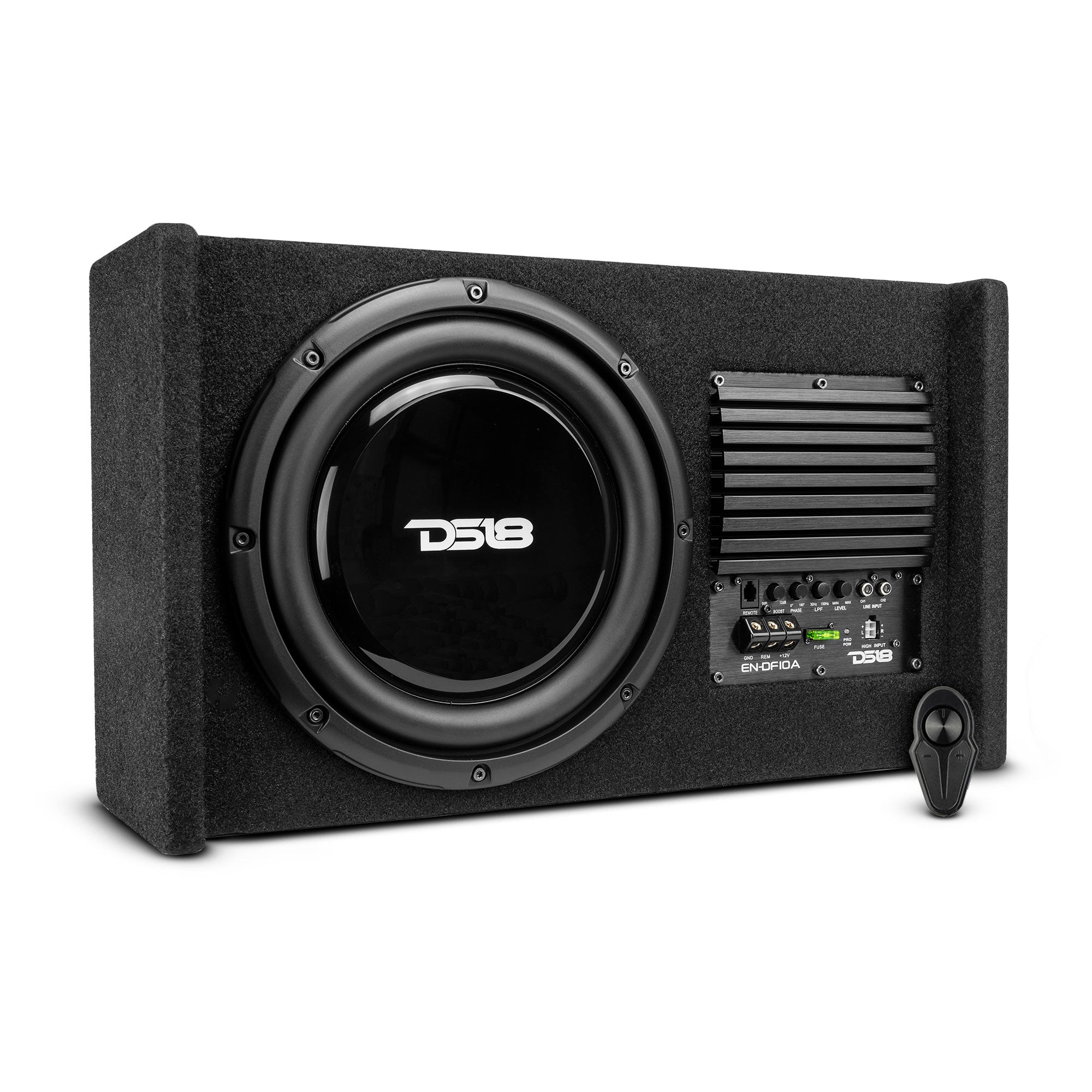10" Loaded Amplified Shallow Down Fire Subwoofer Enclosure 250 Watts Rms