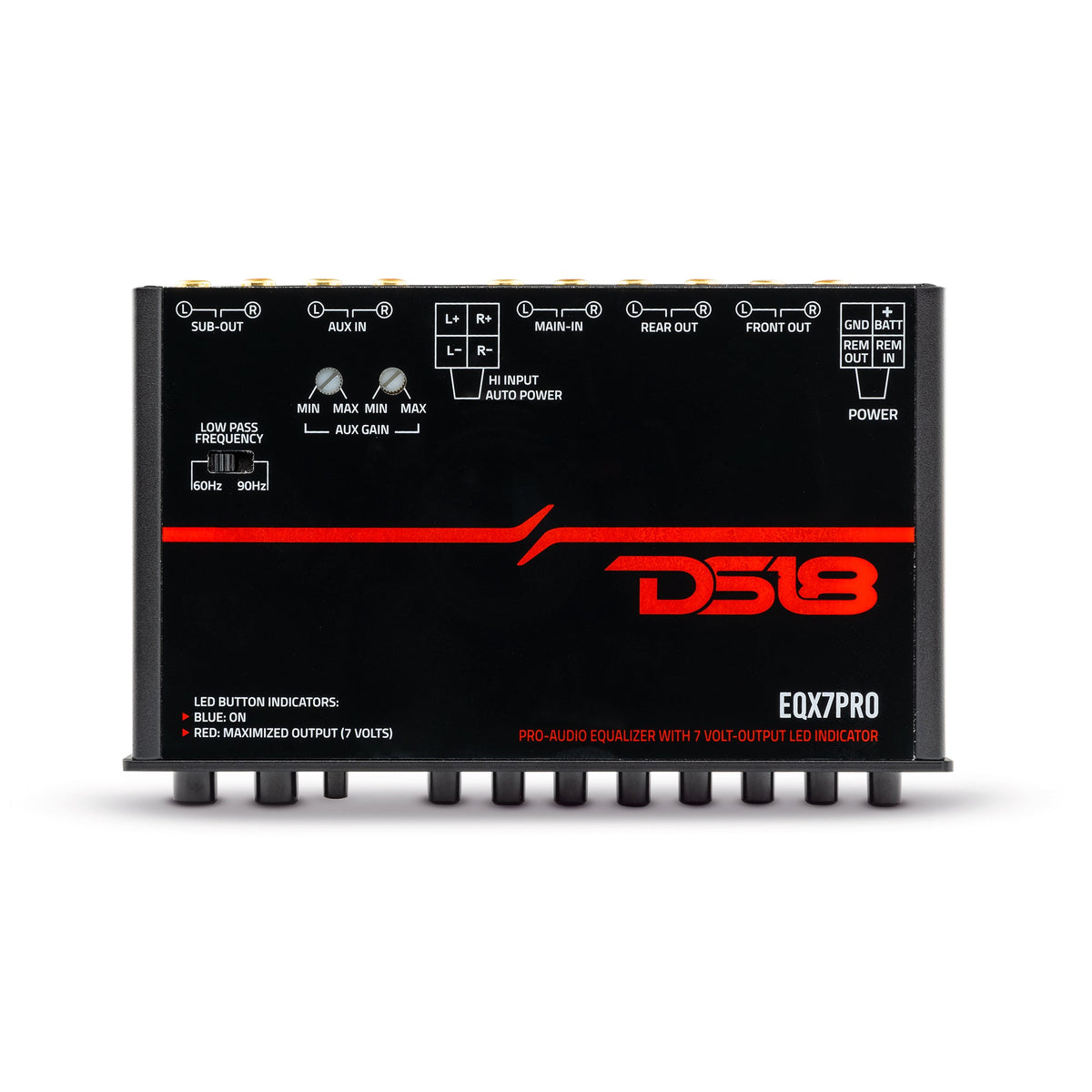 High Volt 7-Band Equalizer with High Level Input, Auto Turn On And High Volt LED Indicator
