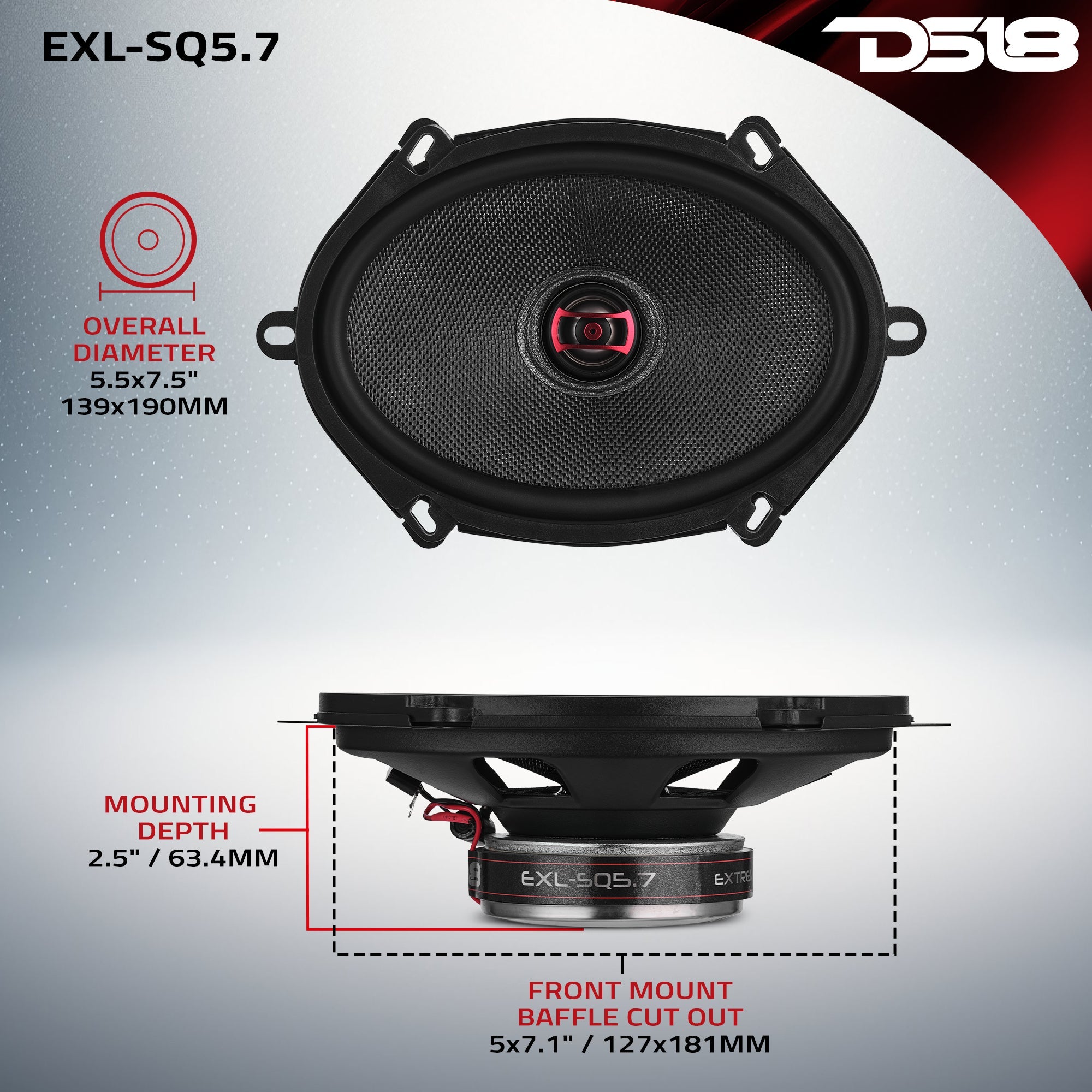 EXL 5x7" 2-Way Coaxial Speaker | 120W RMS 3-Ohm