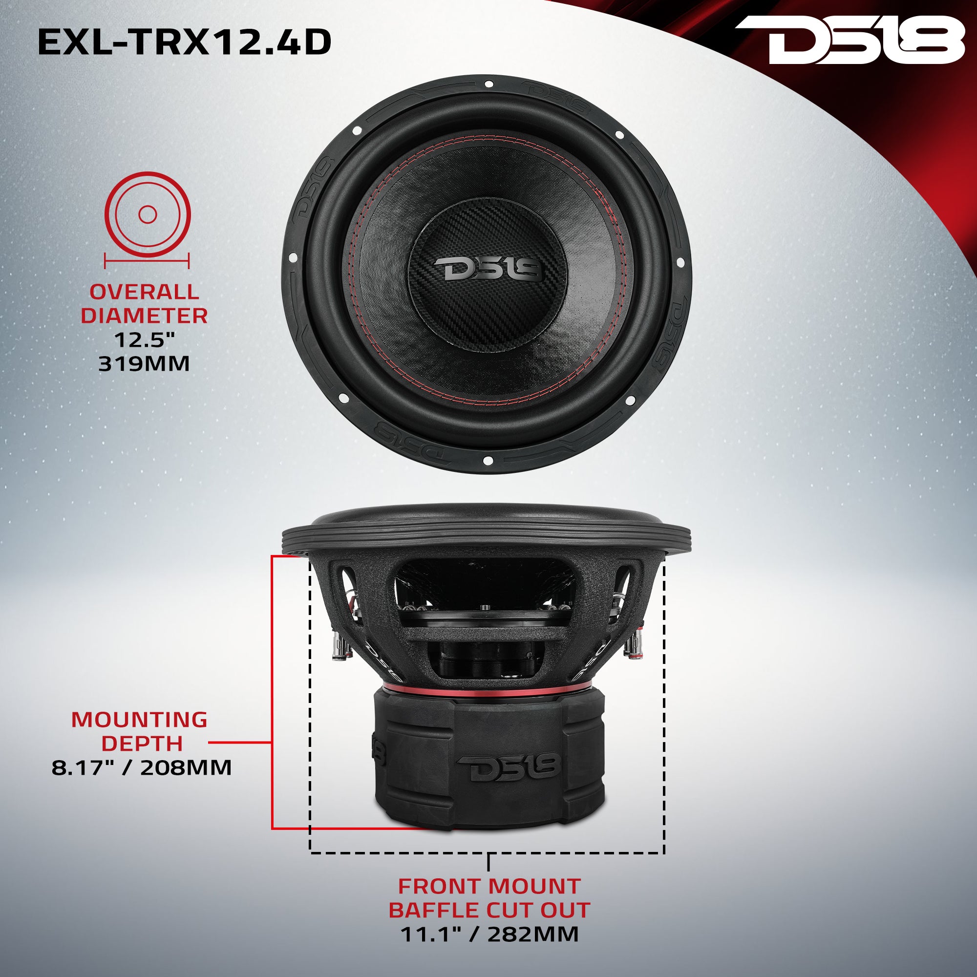 EXL 12” Subwoofer Triple Stack with Reinforced Cone 2000 Watts RMS 3” Dvc 4-Ohm