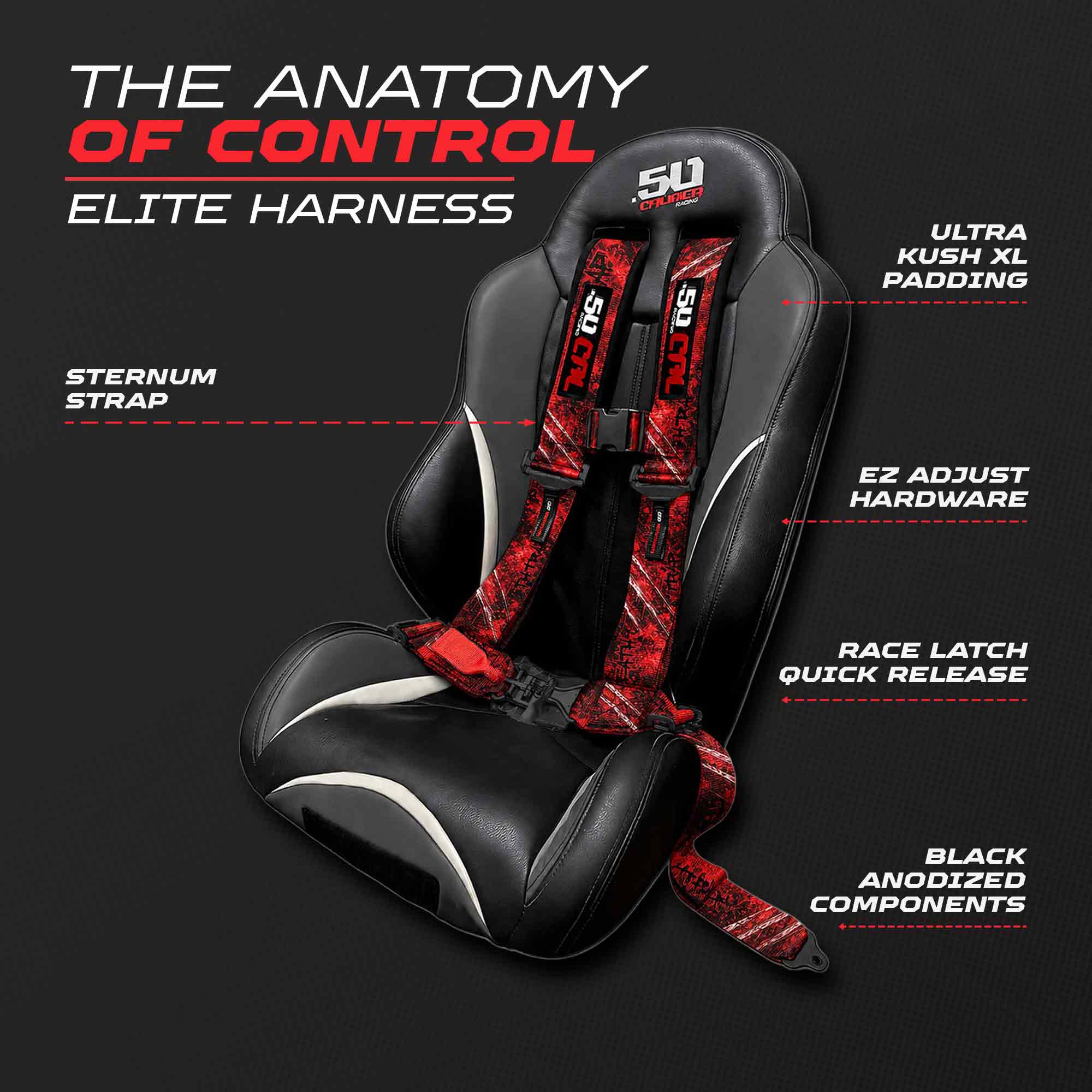 2" & 3" 4pt & 5pt Elite Series Race Latch "EZ" Adjust Harness