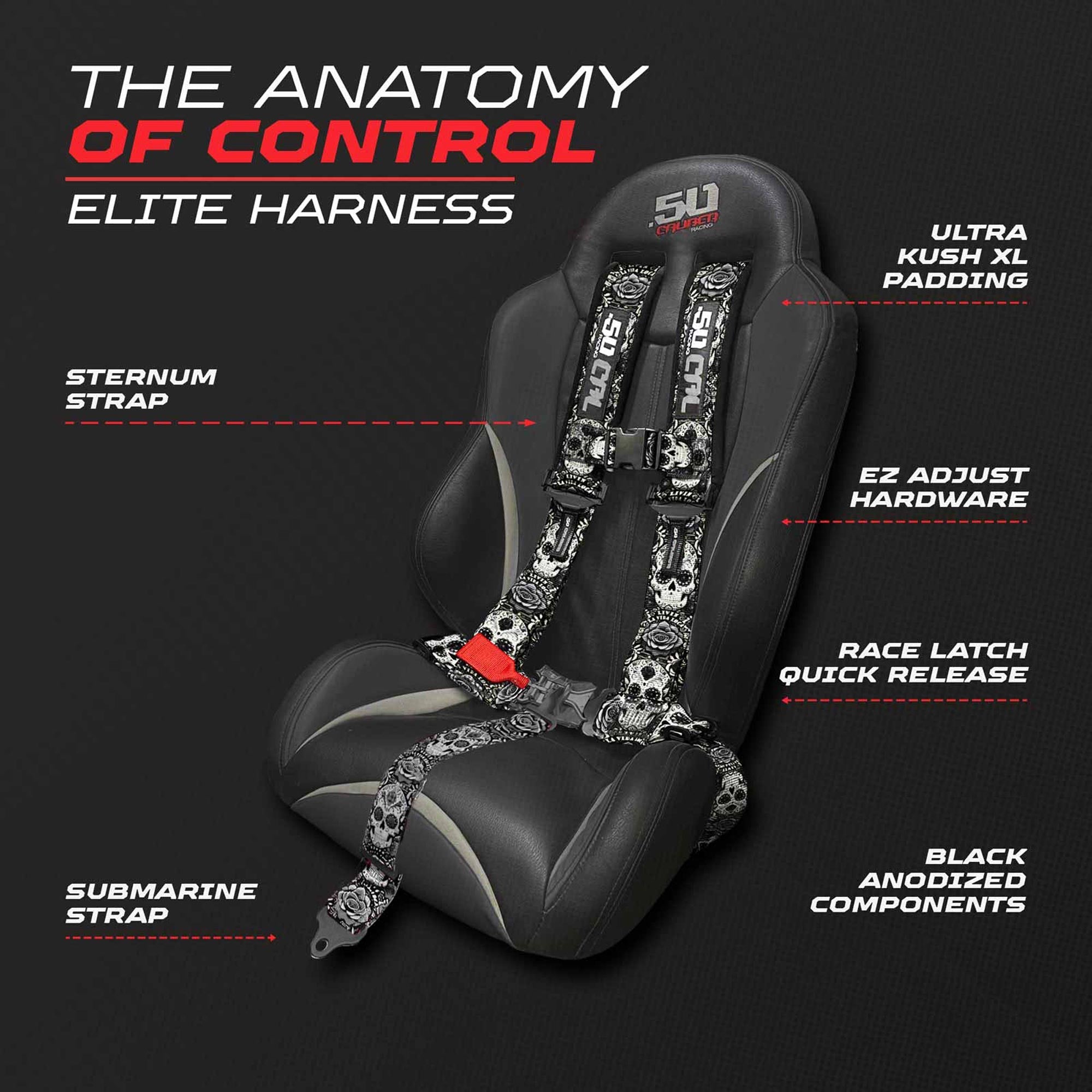 2" & 3" 4pt & 5pt Elite Series Race Latch "EZ" Adjust Harness