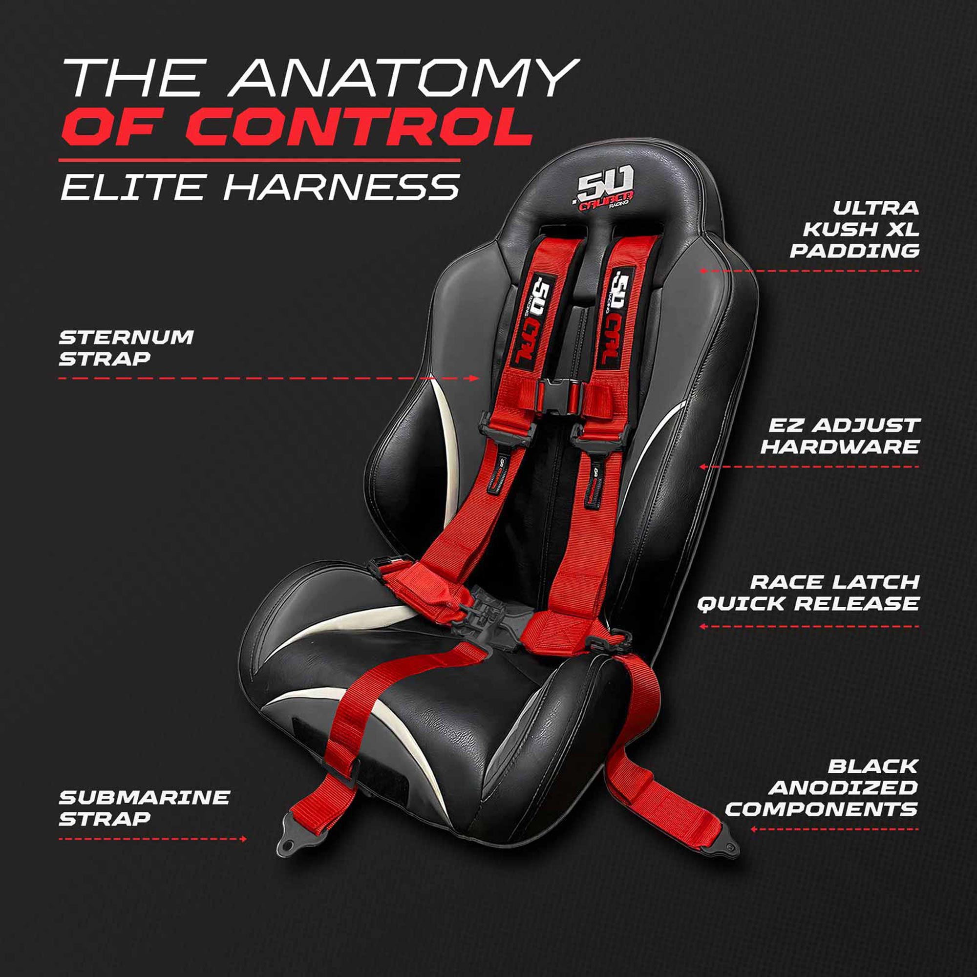 2" & 3" 4pt & 5pt Elite Series Race Latch "EZ" Adjust Harness