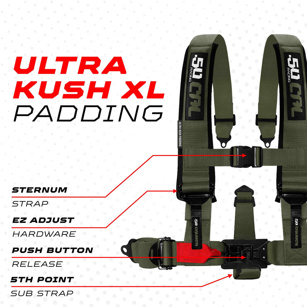2" & 3" 4pt & 5pt Elite Series Race Latch "EZ" Adjust Harness