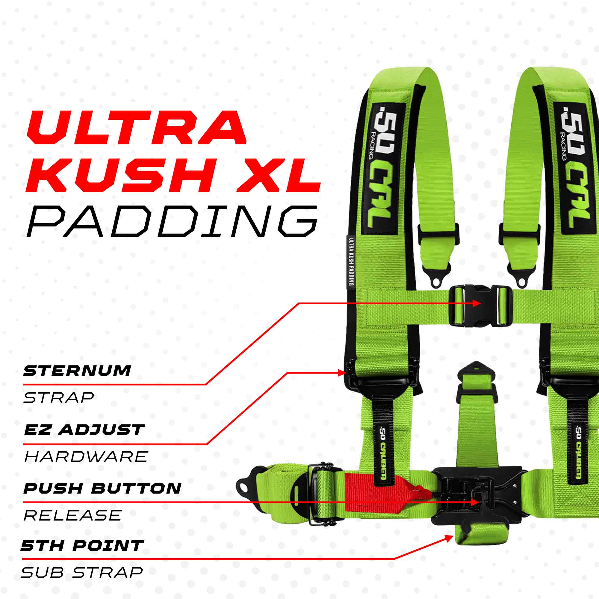 2" & 3" 4pt & 5pt Elite Series Race Latch "EZ" Adjust Harness
